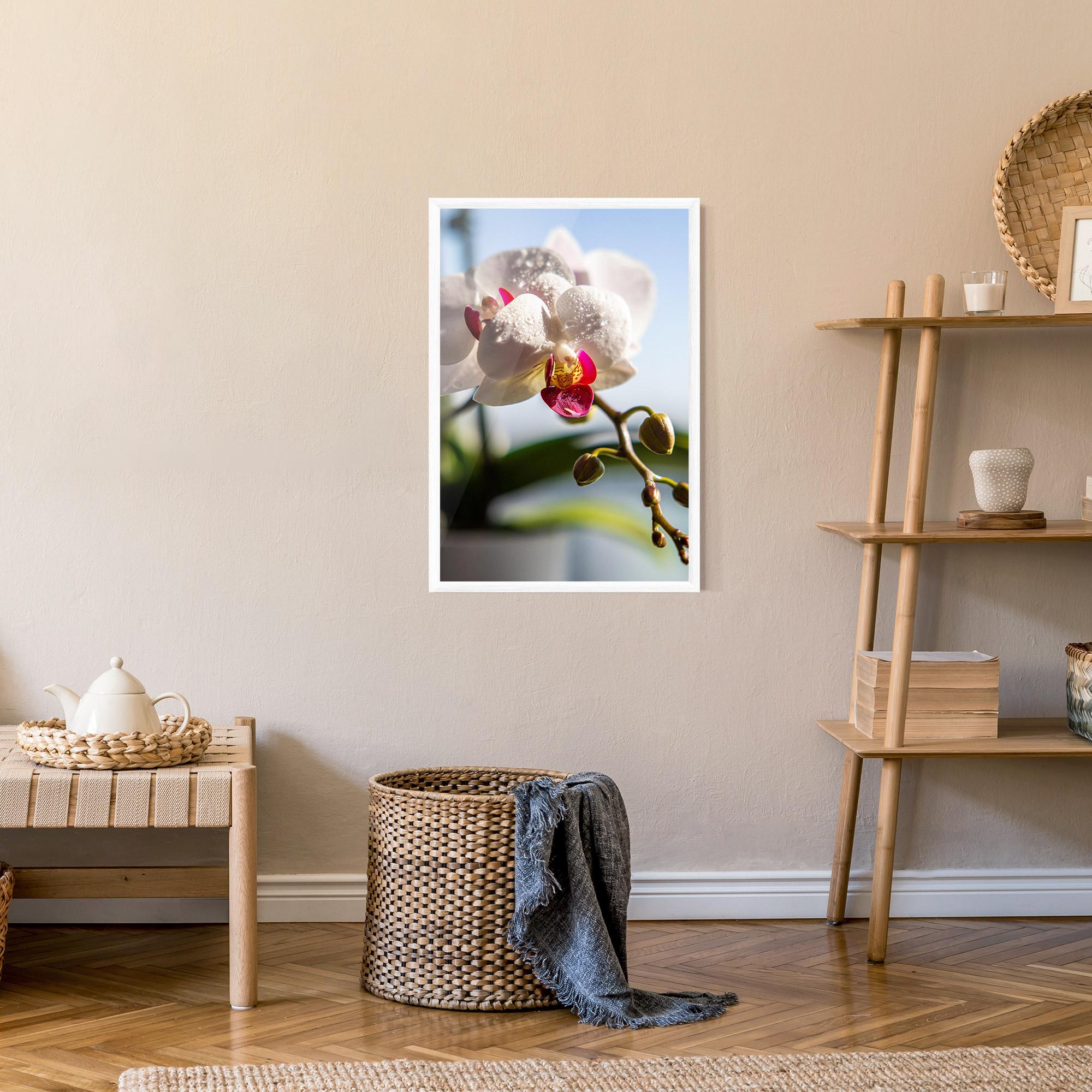 Plakat w Ramie White Orchid With Water mockup 9