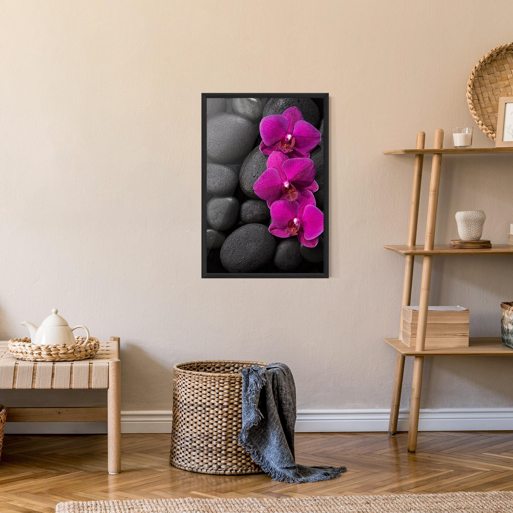 Plakat w Ramie Purple Orchid On Rocks mockup 9