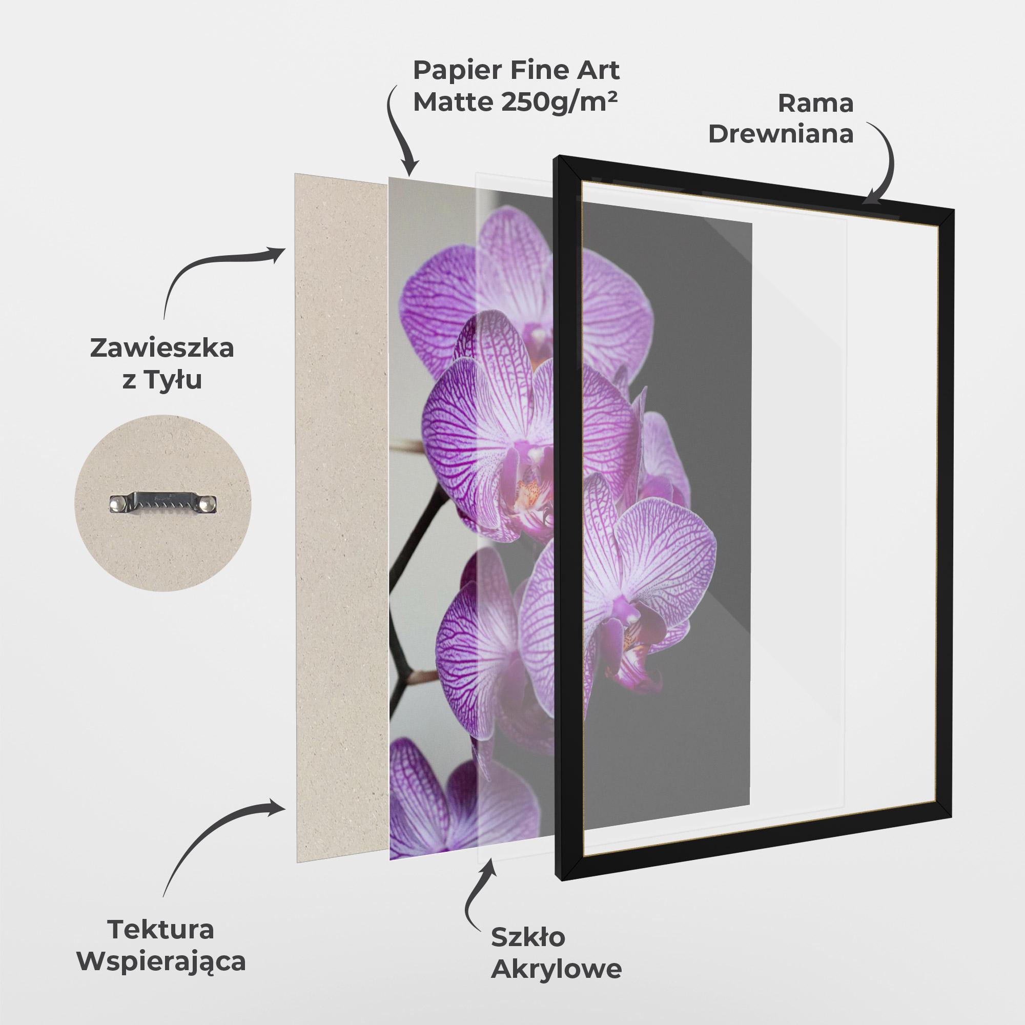 Plakat w Ramie Purple Orchid On Black mockup 1