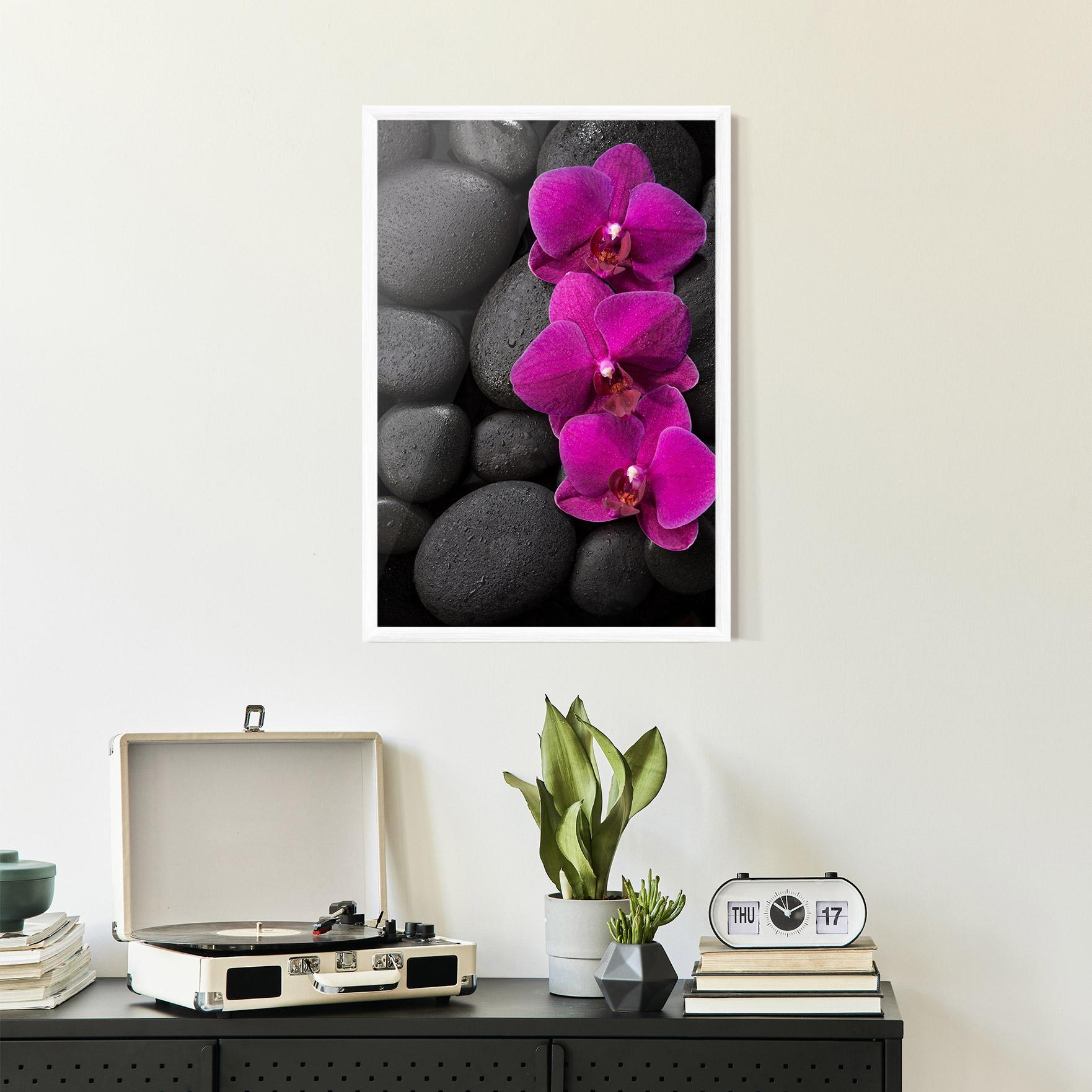 Plakat w Ramie Purple Orchid On Rocks mockup 2