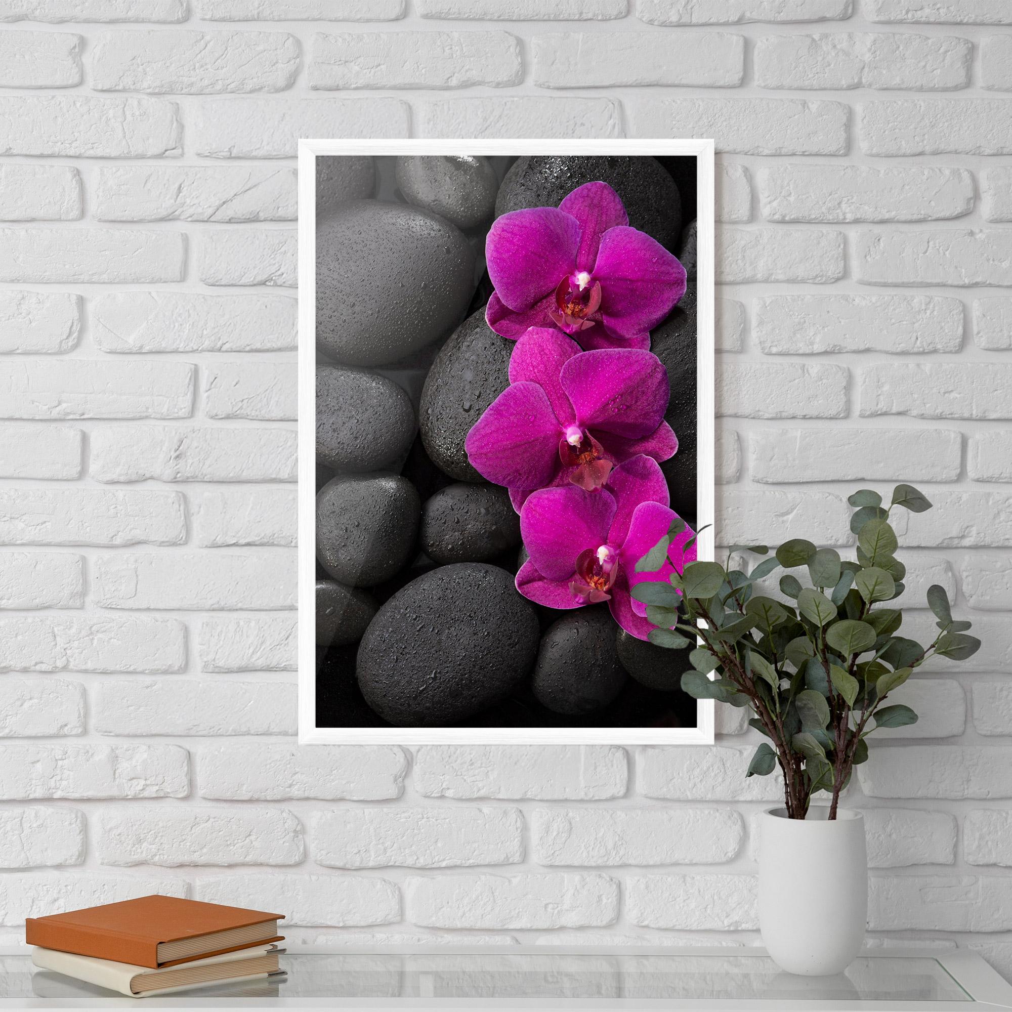 Plakat w Ramie Purple Orchid On Rocks mockup 5