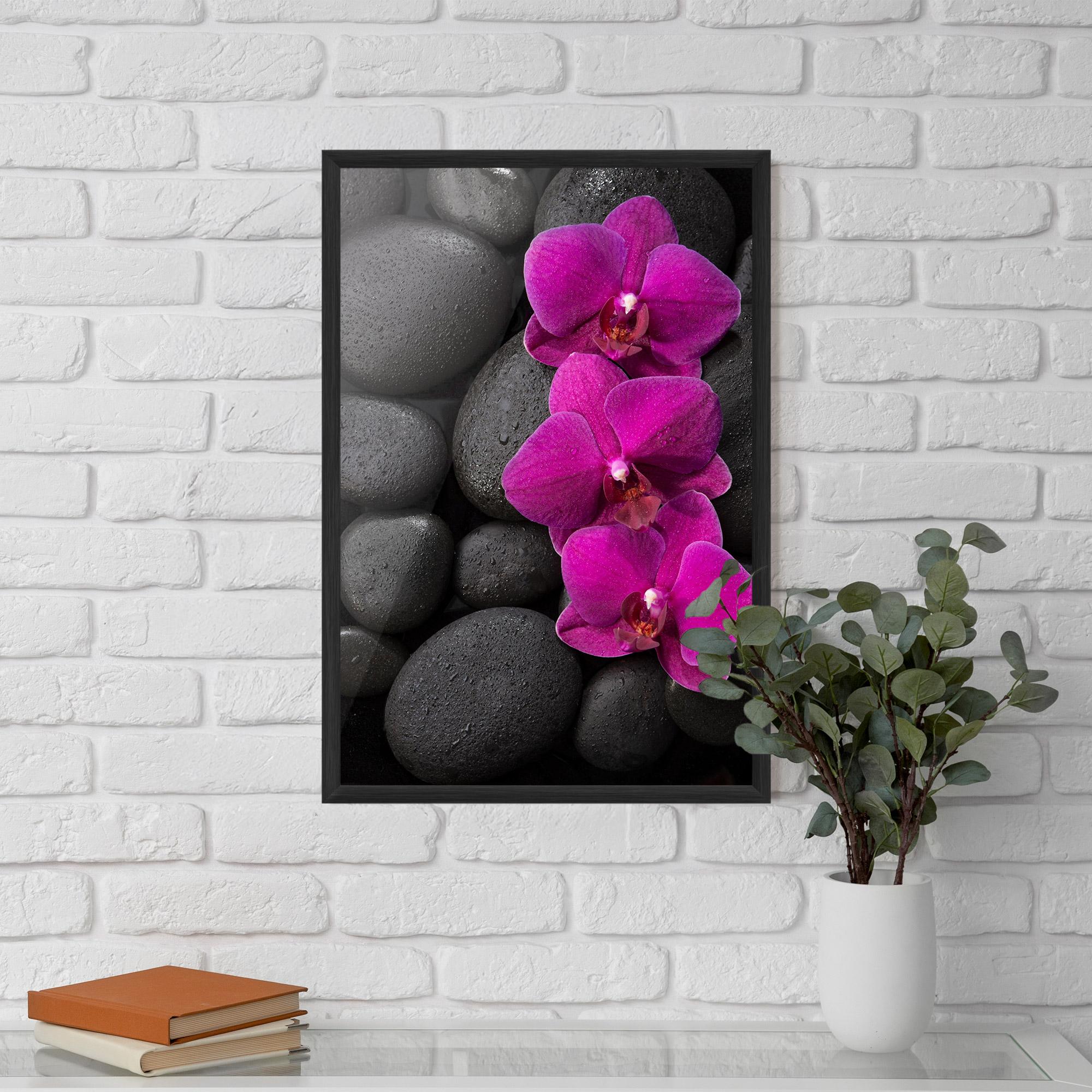 Plakat w Ramie Purple Orchid On Rocks mockup 5