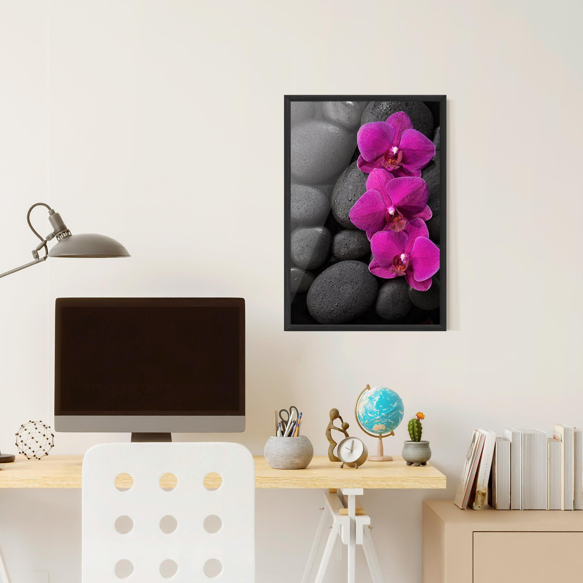 Plakat w Ramie Purple Orchid On Rocks mockup 6