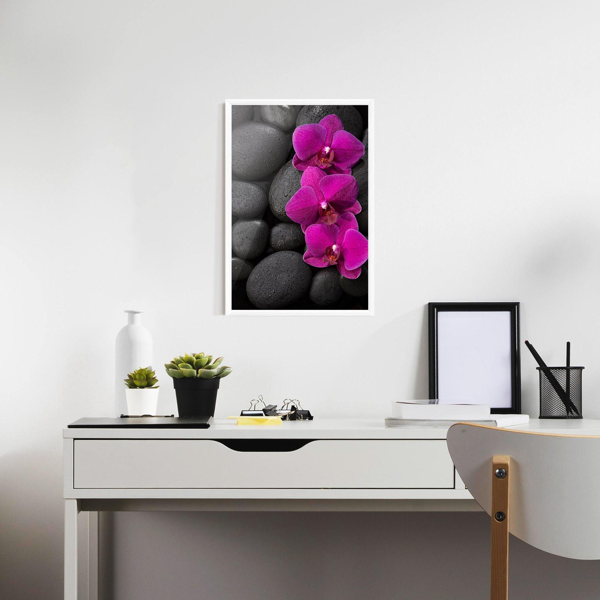 Plakat w Ramie Purple Orchid On Rocks mockup 7