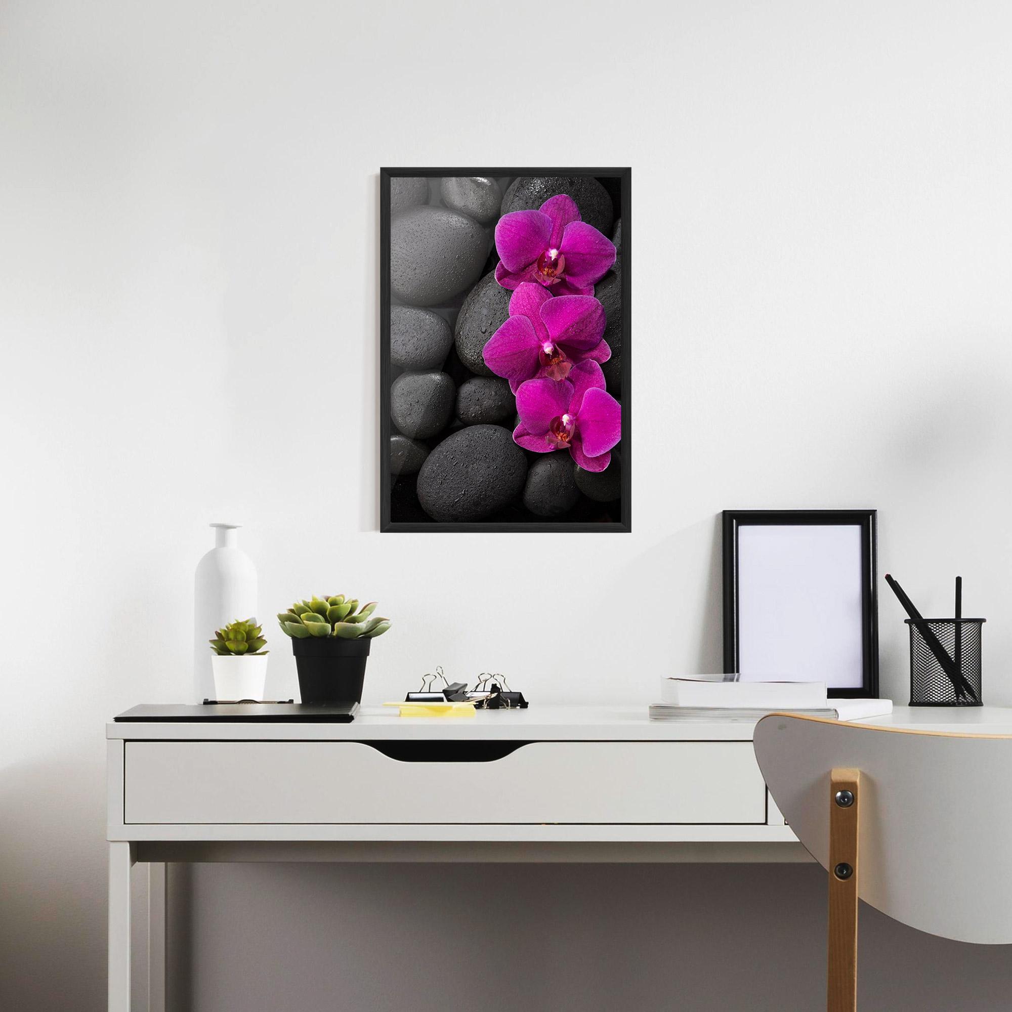 Plakat w Ramie Purple Orchid On Rocks mockup 7