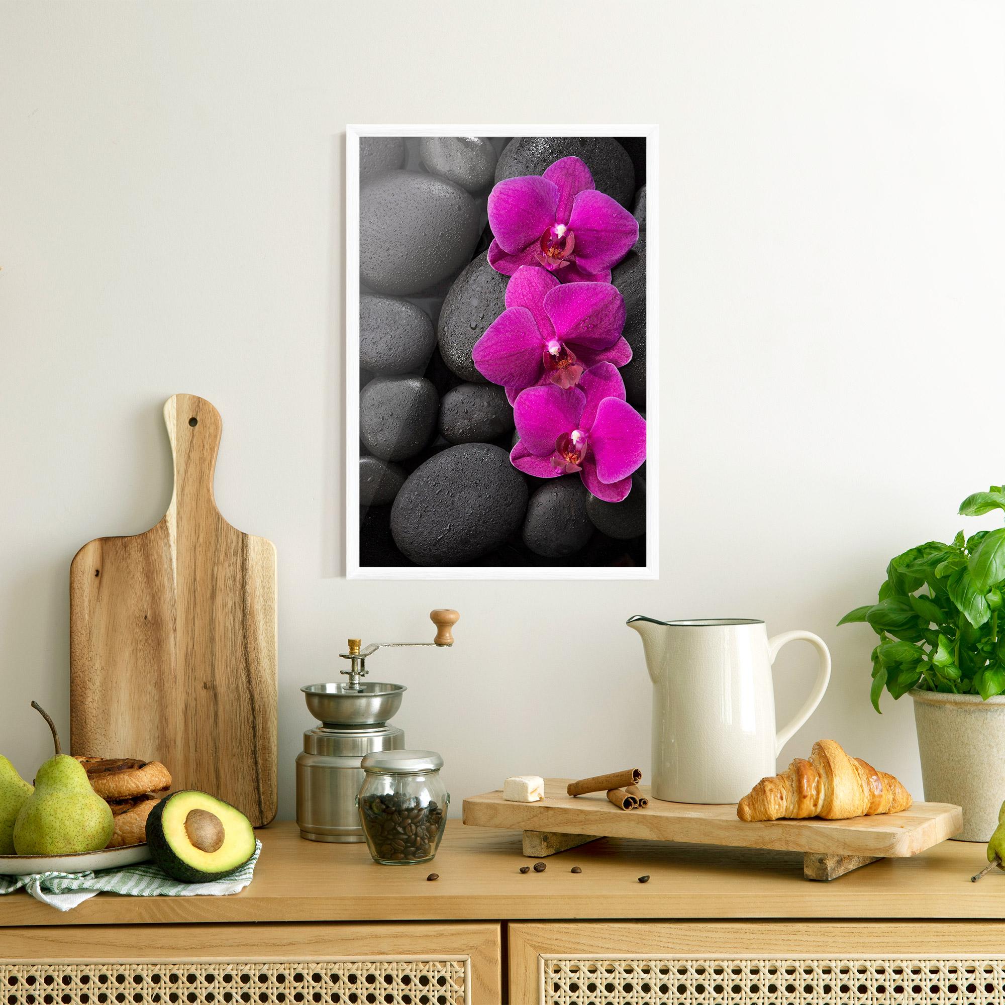 Plakat w Ramie Purple Orchid On Rocks mockup 8