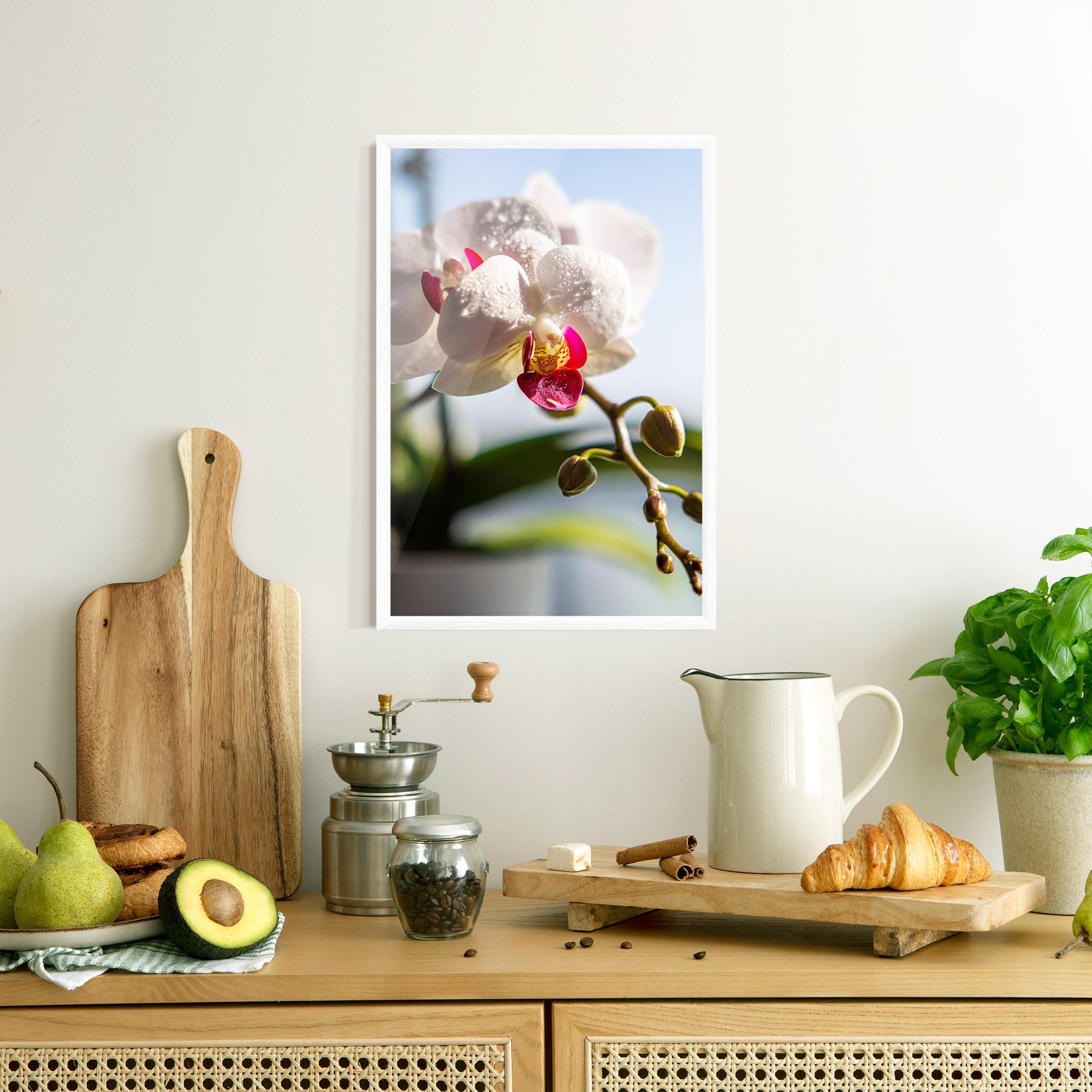 Plakat w Ramie White Orchid With Water mockup 8