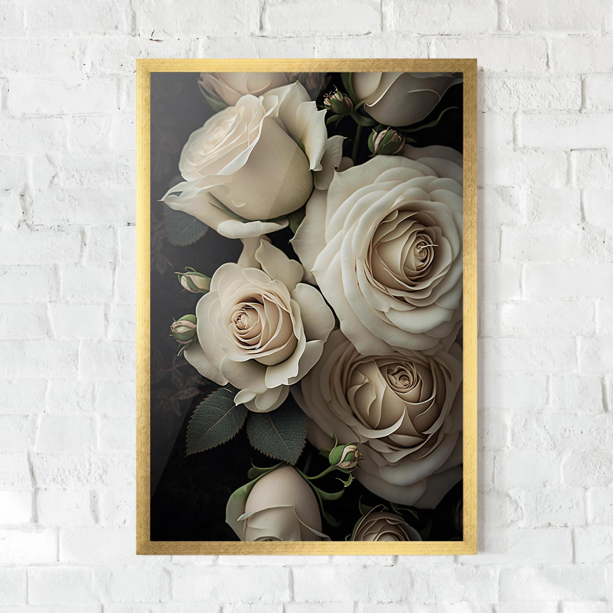 Plakat w Ramie Cream Roses Close Up mockup 0