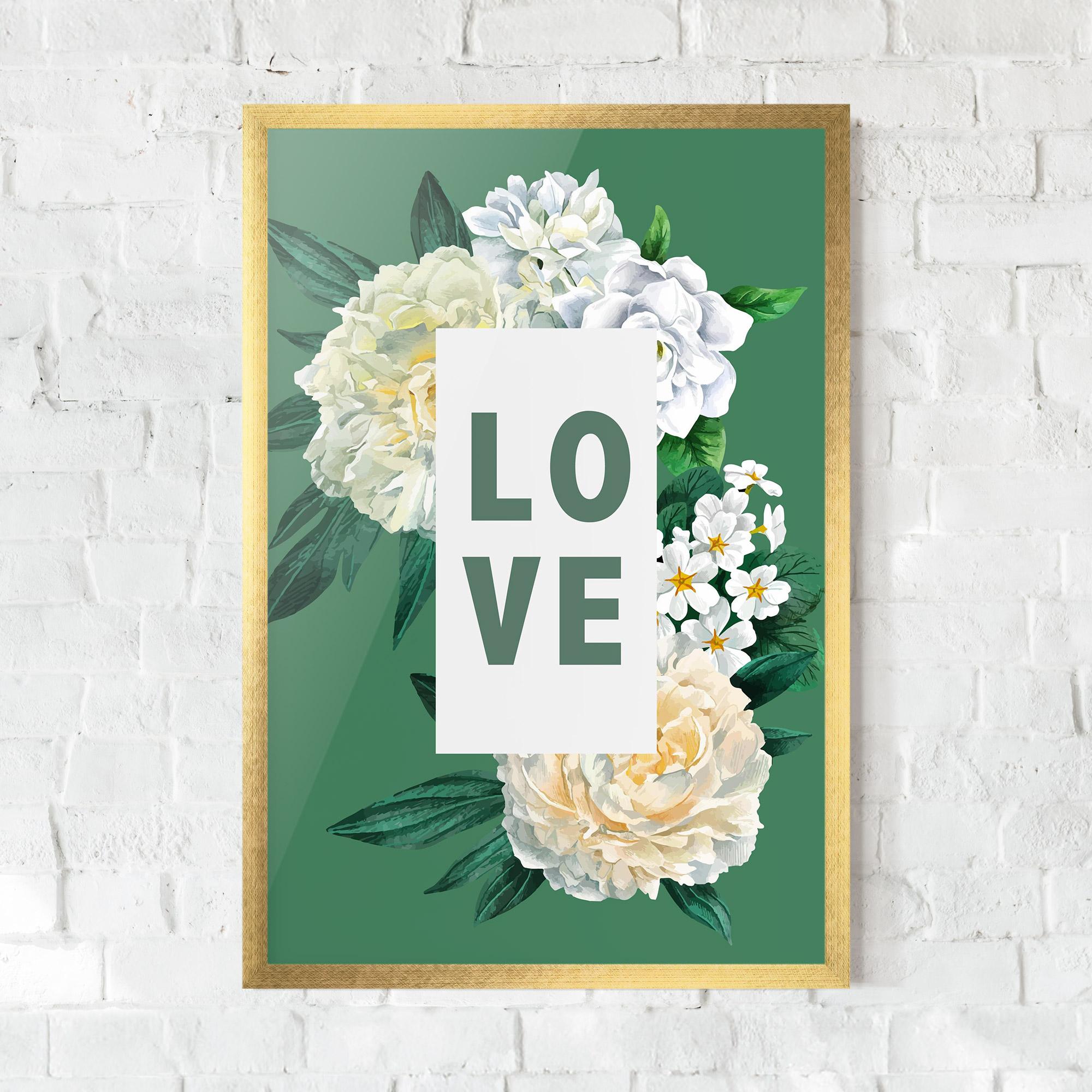 Plakat w Ramie Love Green Rose mockup 0