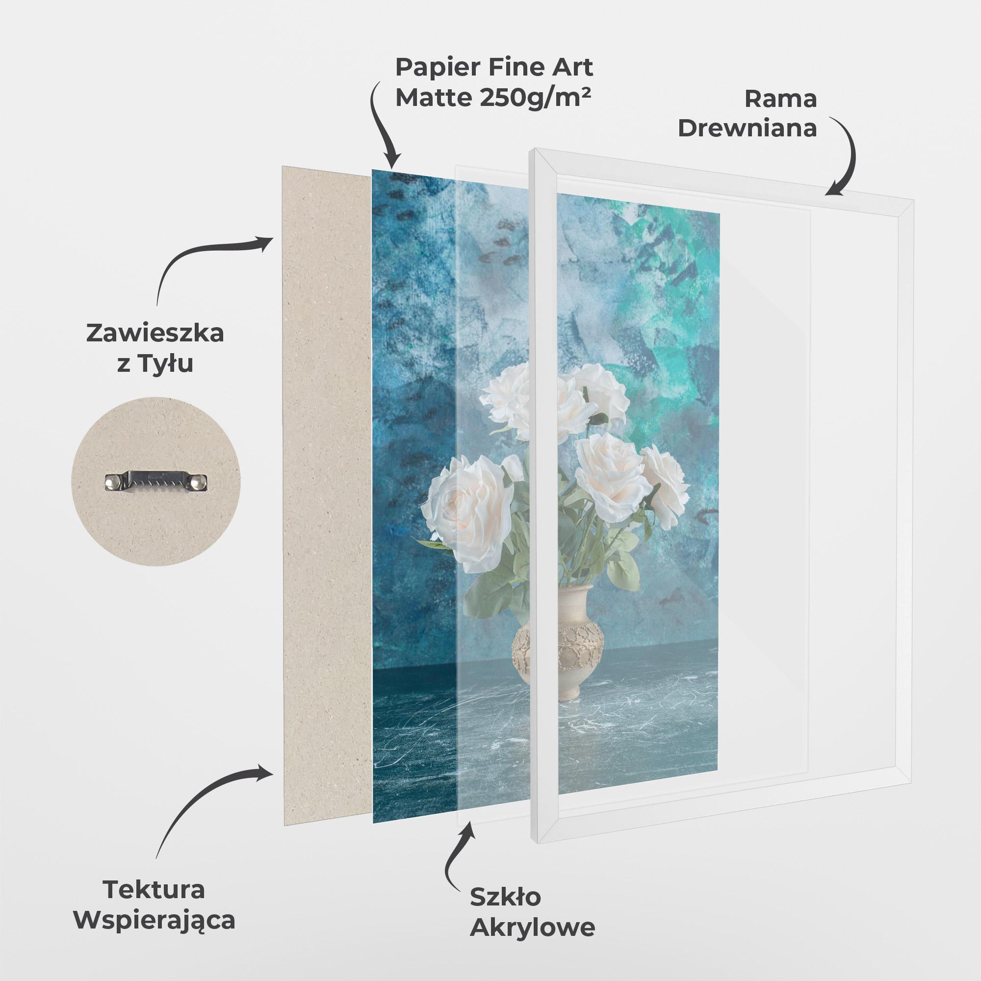 Plakat w Ramie White Roses On Blue mockup 1