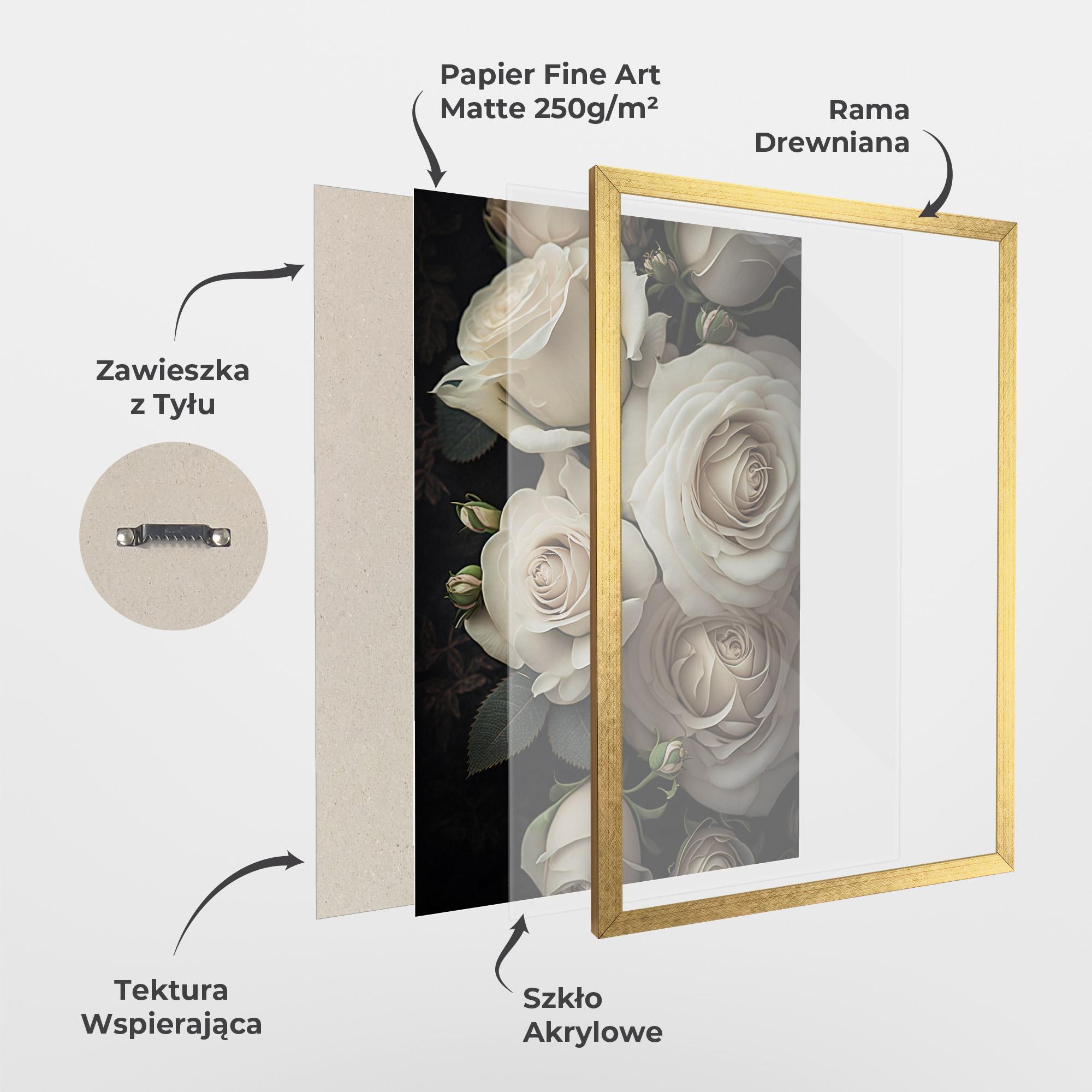 Plakat w Ramie Cream Roses Close Up mockup 1