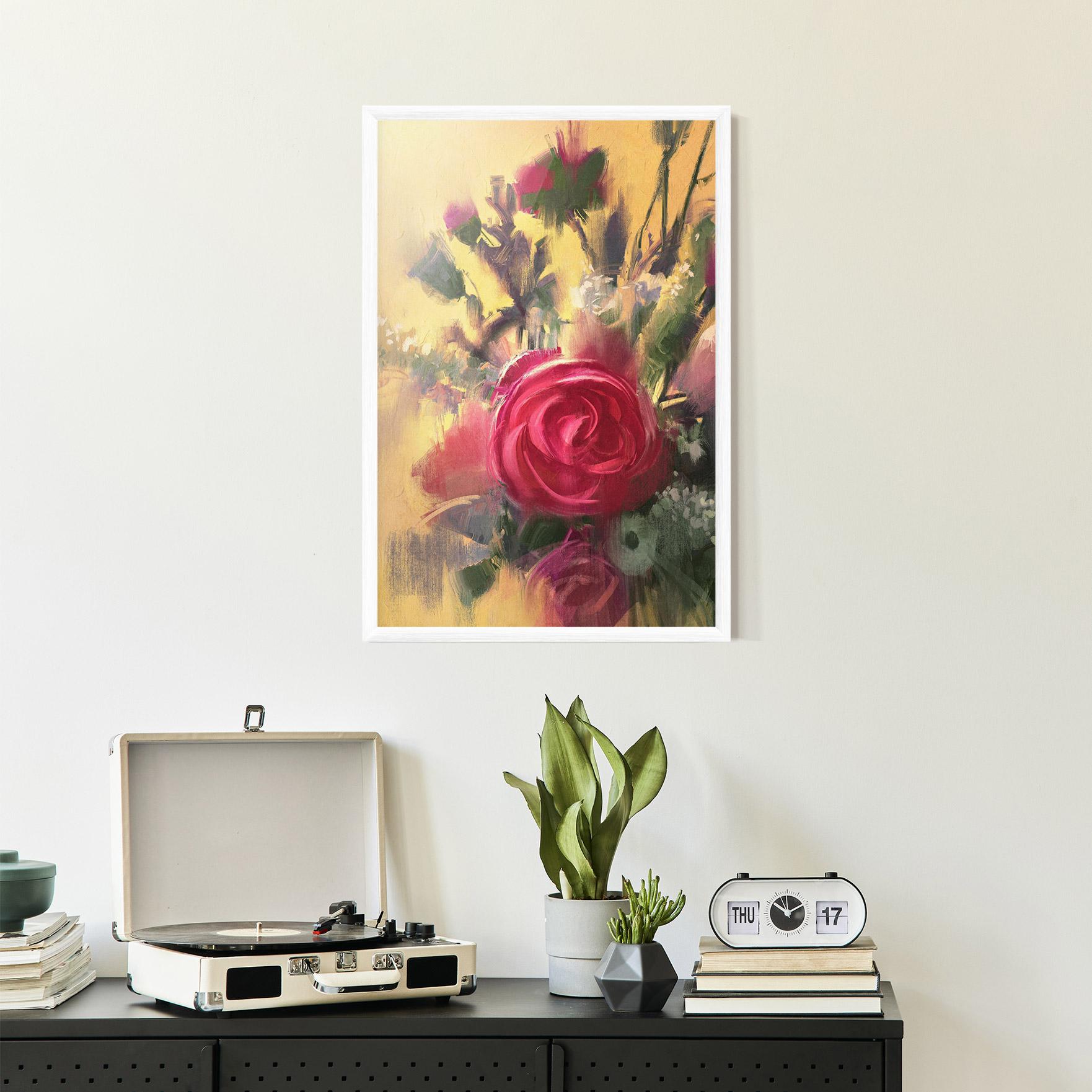 Plakat w Ramie Pink Rose Painting mockup 2
