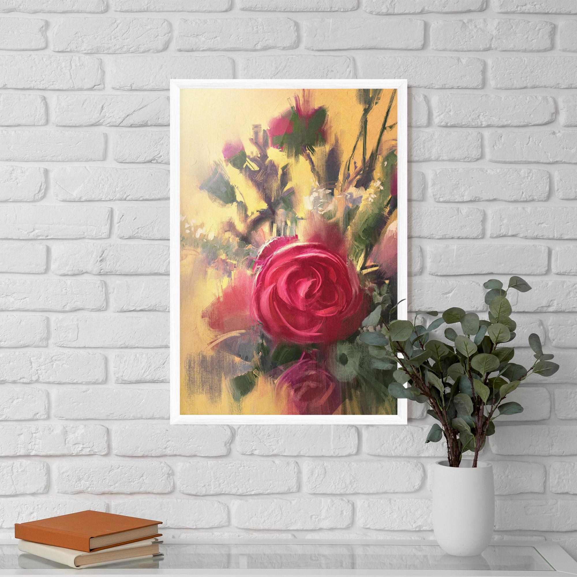 Plakat w Ramie Pink Rose Painting mockup 5