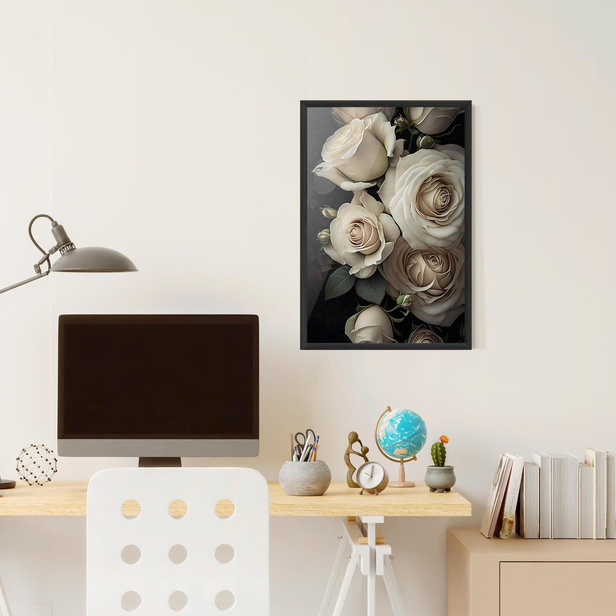 Plakat w Ramie Cream Roses Close Up mockup 6