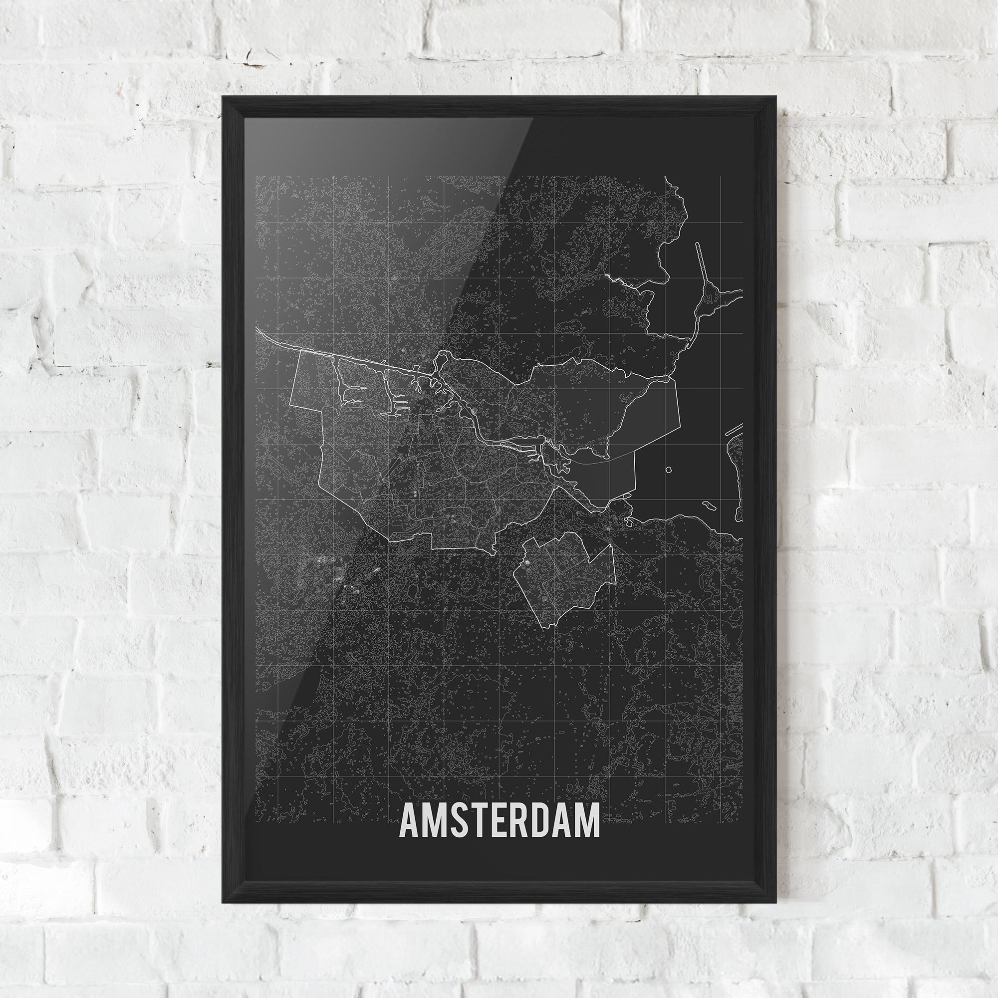Plakat w Ramie Amsterdam Grey Map mockup 0