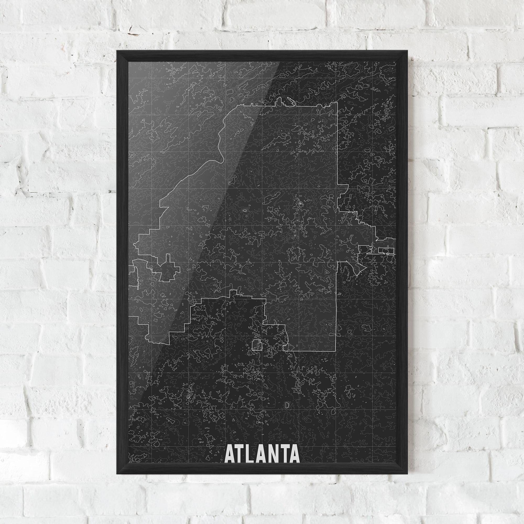 Plakat w Ramie Atlana Grey Map mockup 0