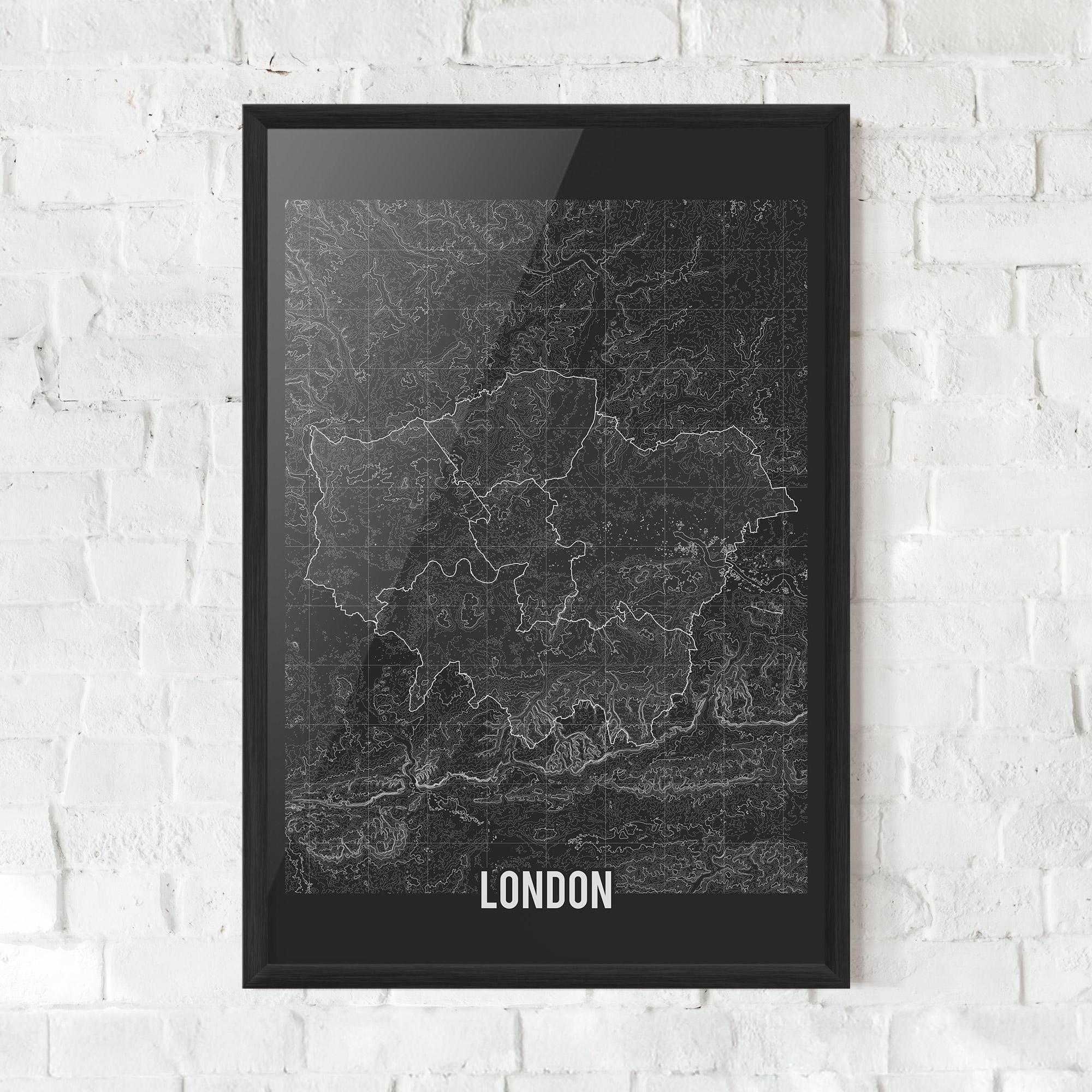 Plakat w Ramie London Grey Map mockup 0