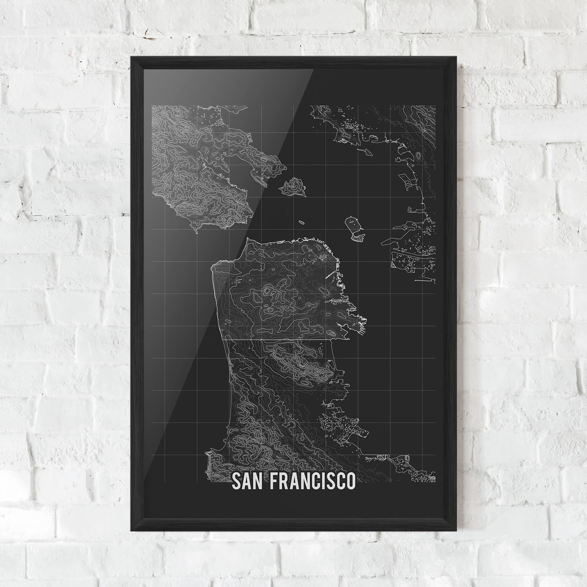 Plakat w Ramie San Francisco Grey Map mockup 0