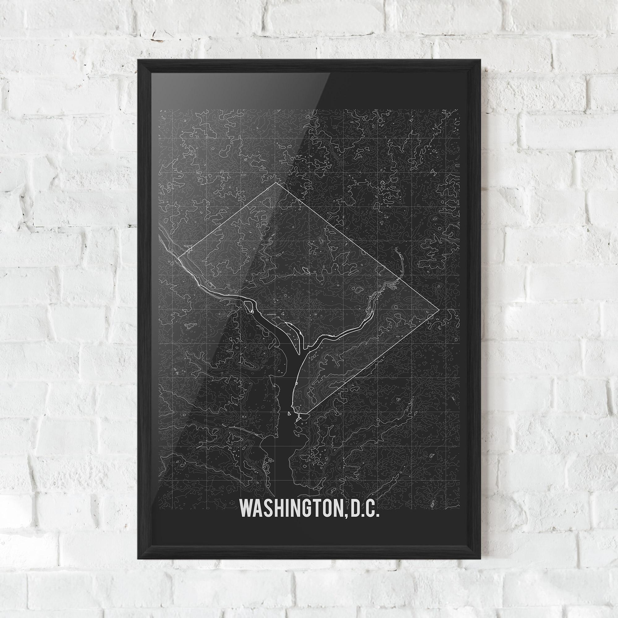 Plakat w Ramie Washington Grey Map mockup 0
