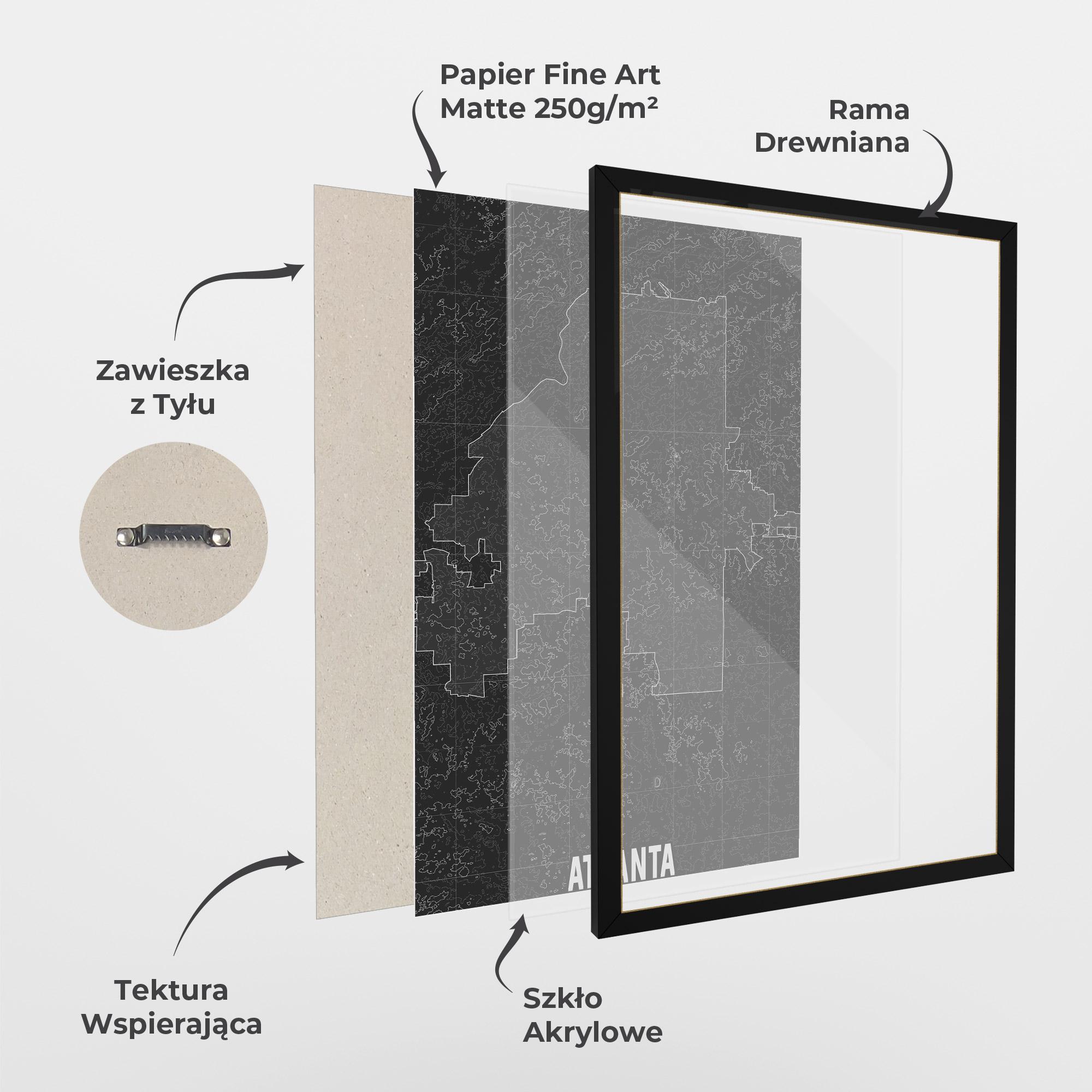 Plakat w Ramie Atlana Grey Map mockup 1