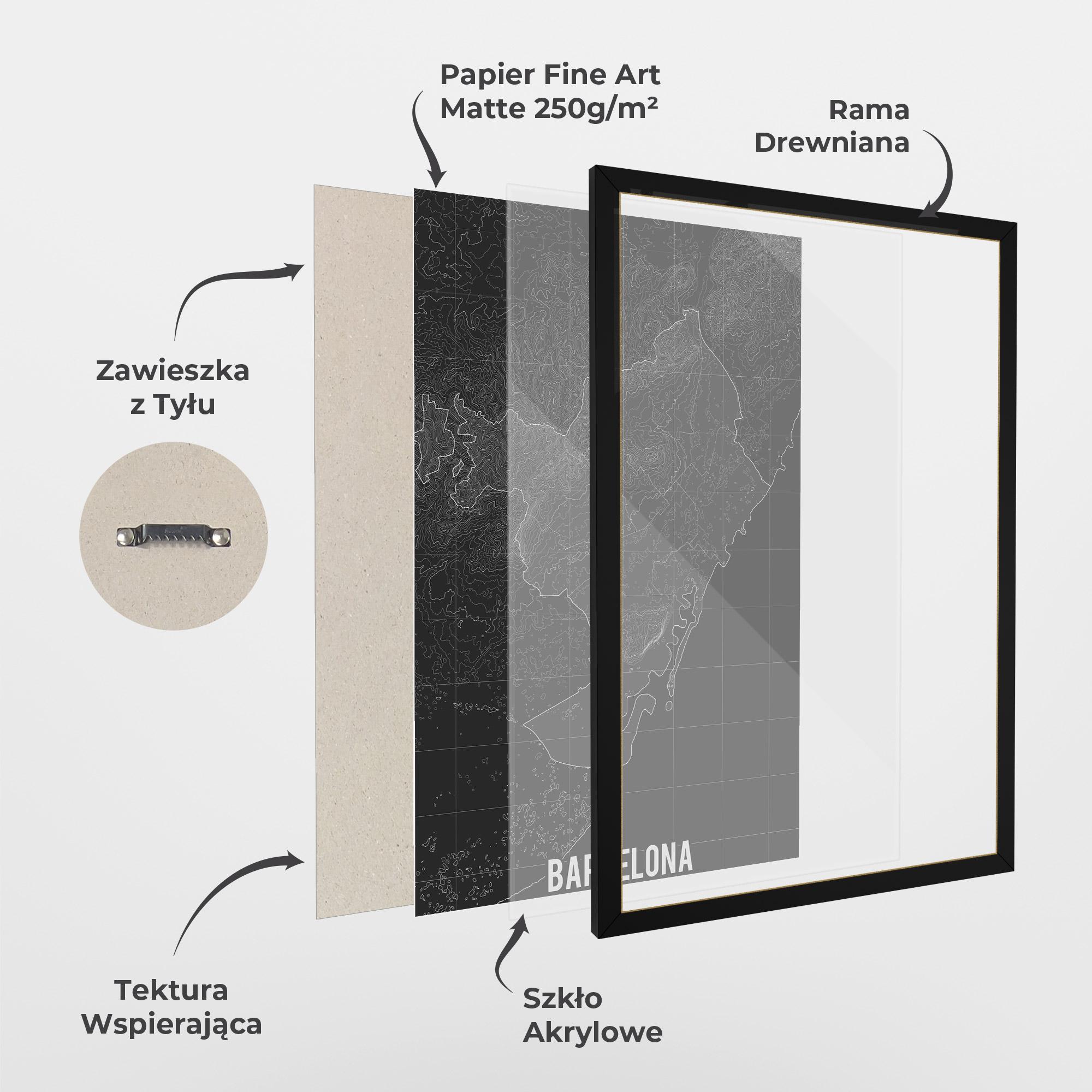 Plakat w Ramie Barcelona Grey Map mockup 1