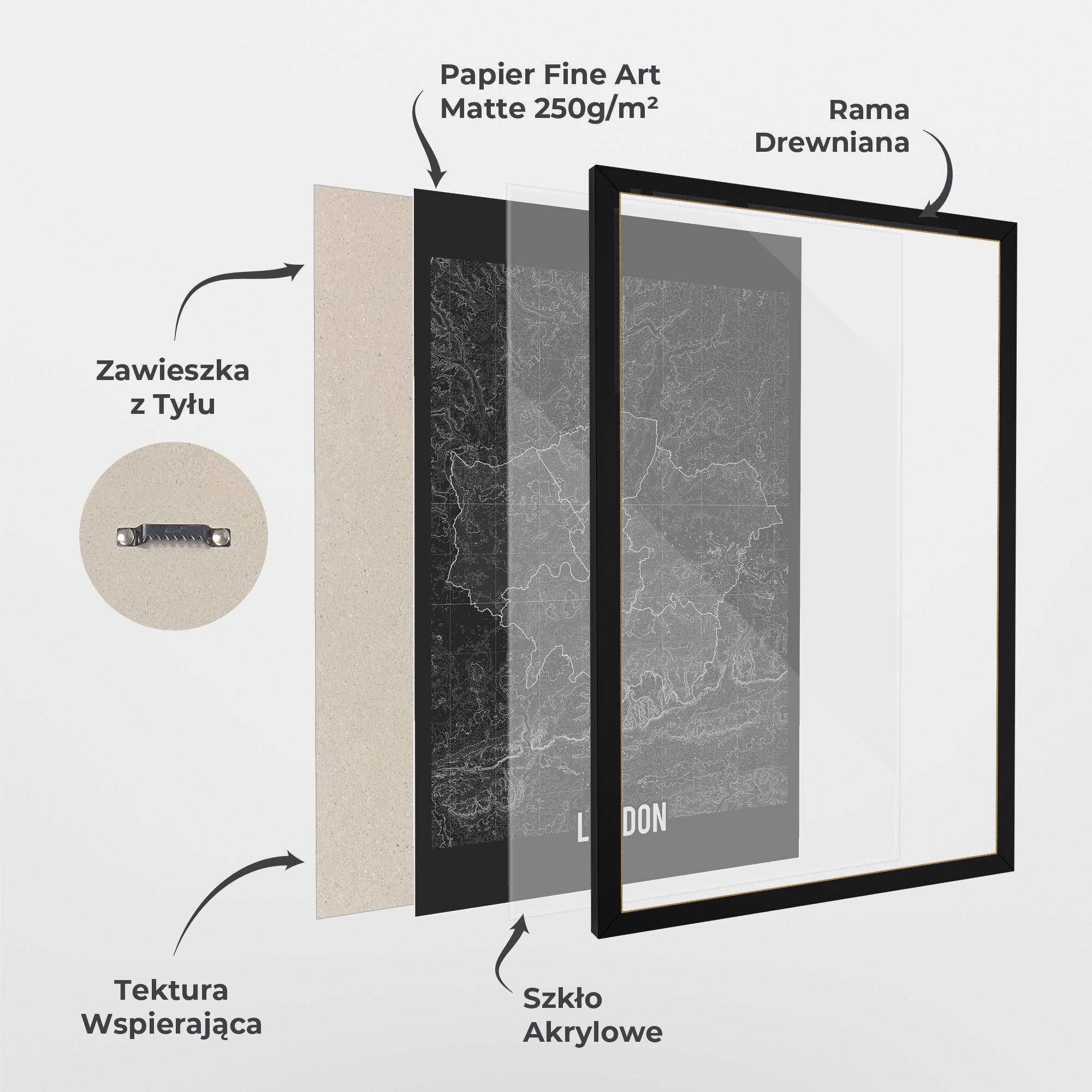 Plakat w Ramie London Grey Map mockup 1