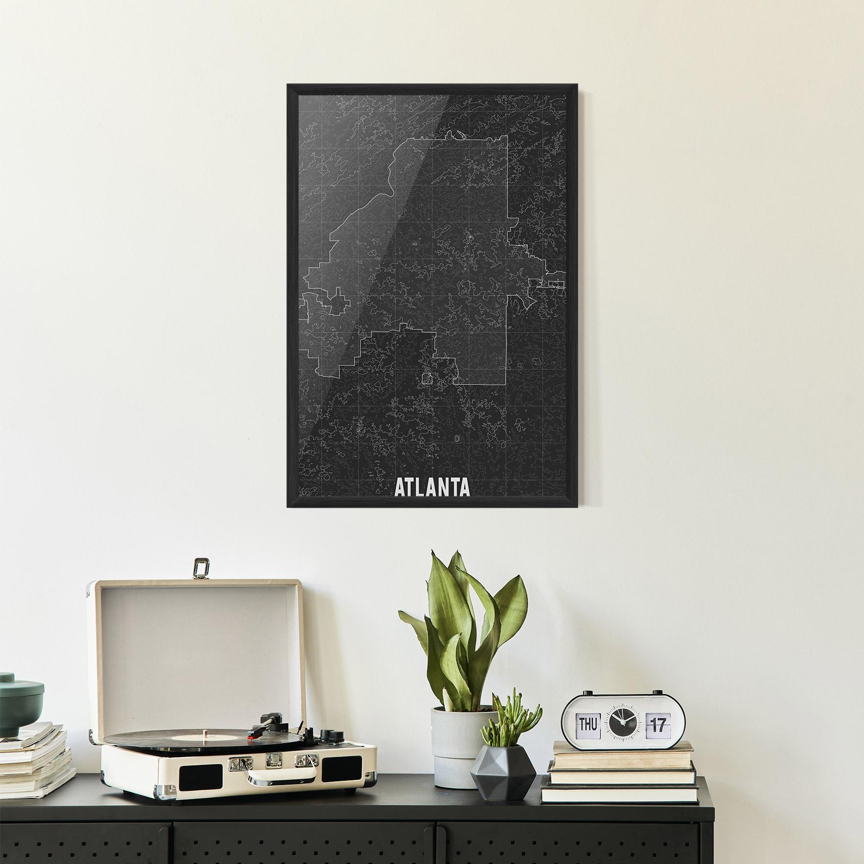 Plakat w Ramie Atlana Grey Map mockup 2