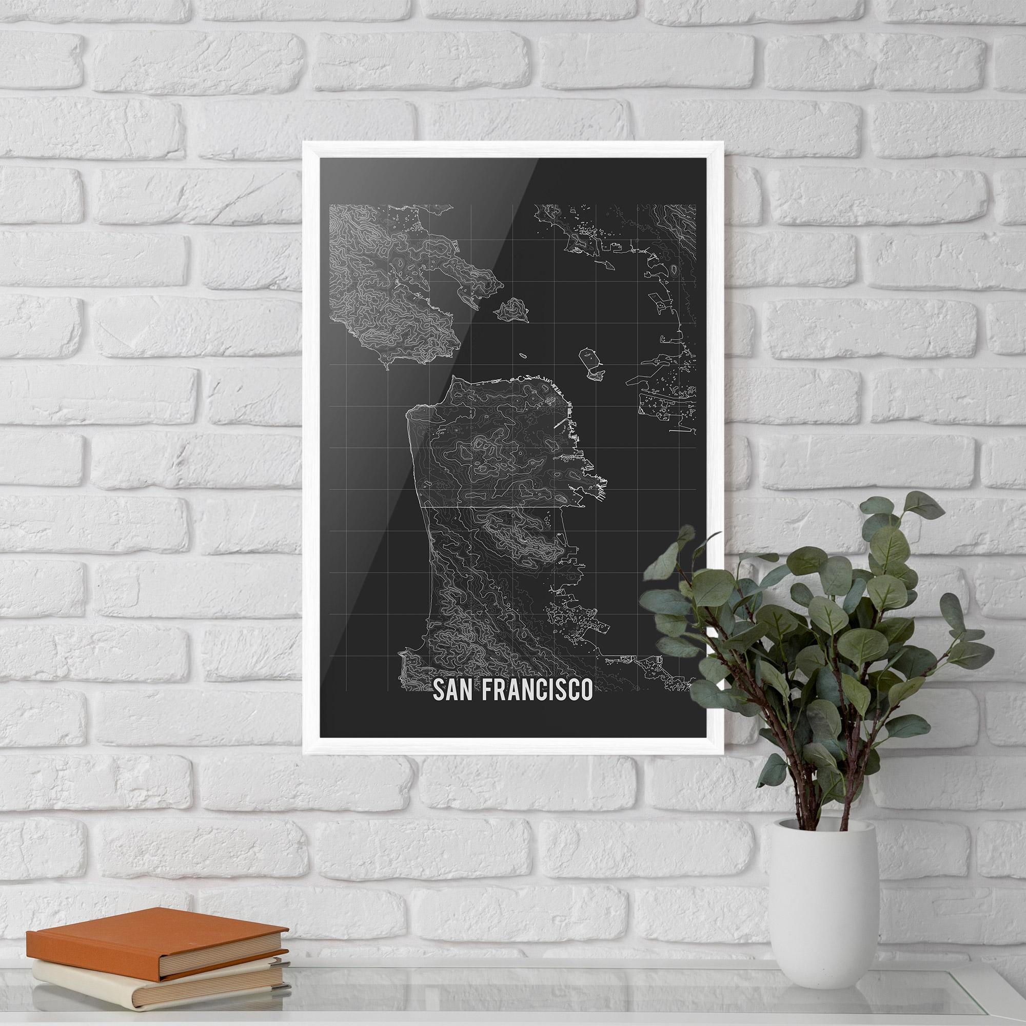 Plakat w Ramie San Francisco Grey Map mockup 5