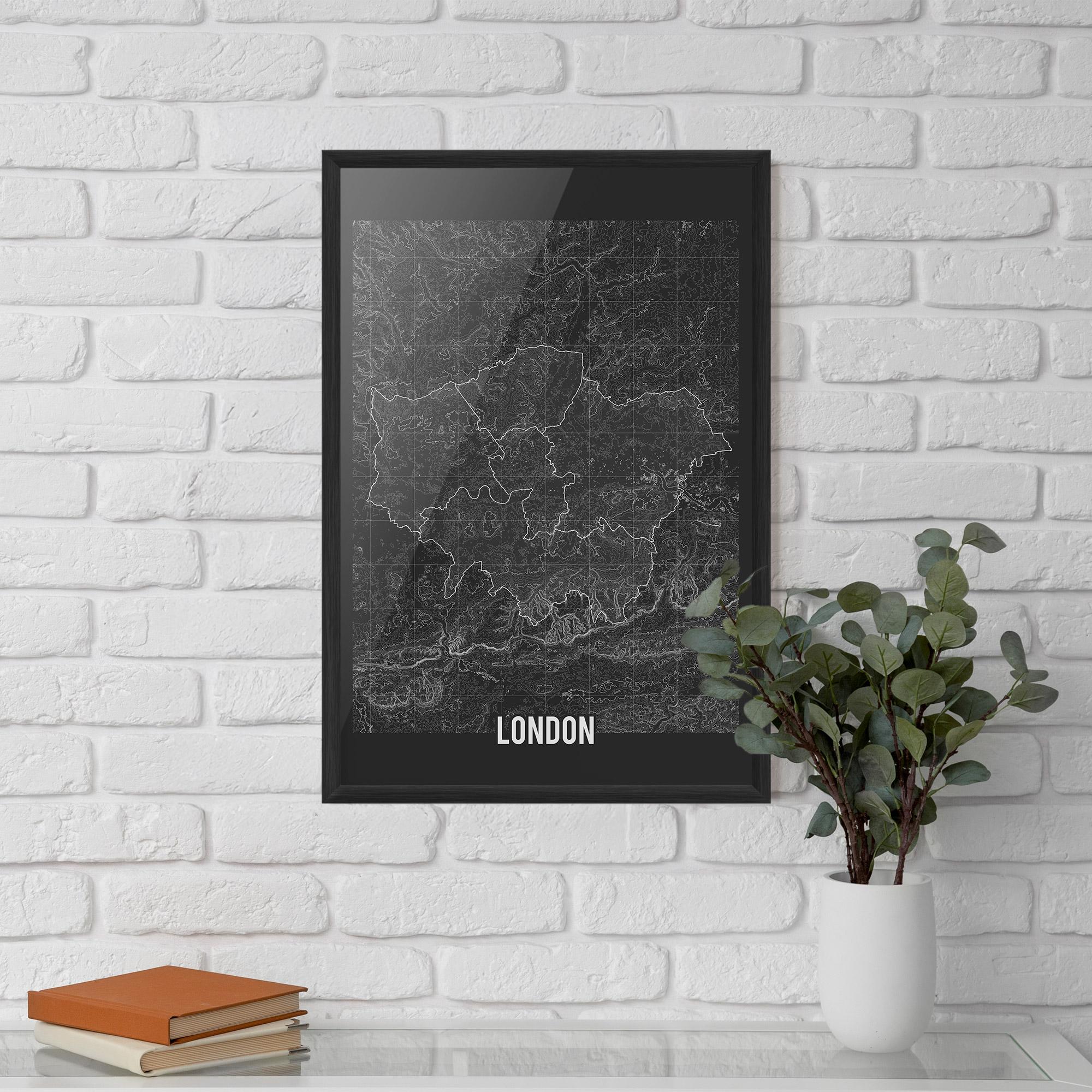 Plakat w Ramie London Grey Map mockup 5