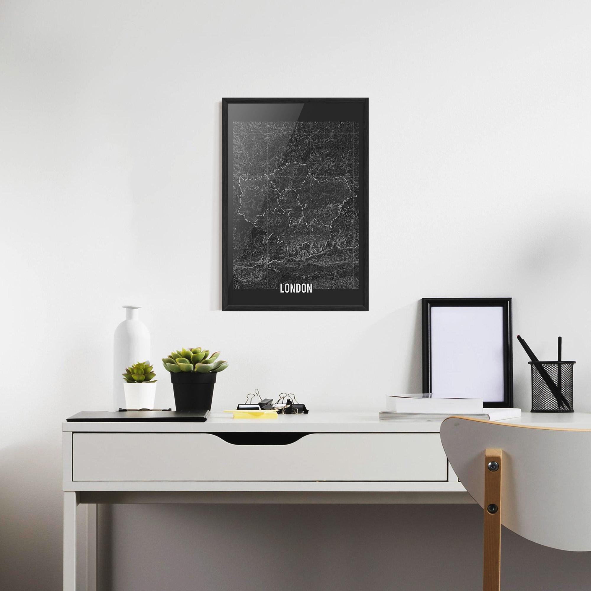Plakat w Ramie London Grey Map mockup 7