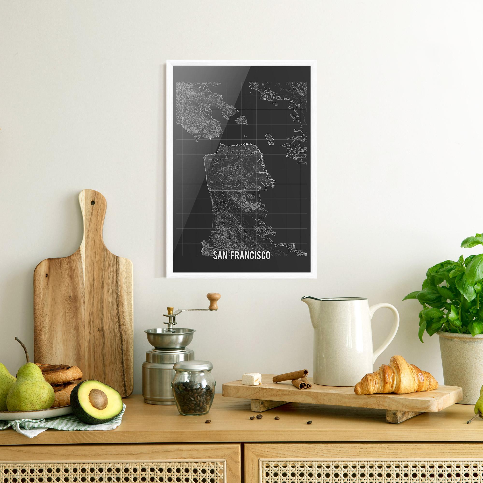 Plakat w Ramie San Francisco Grey Map mockup 8