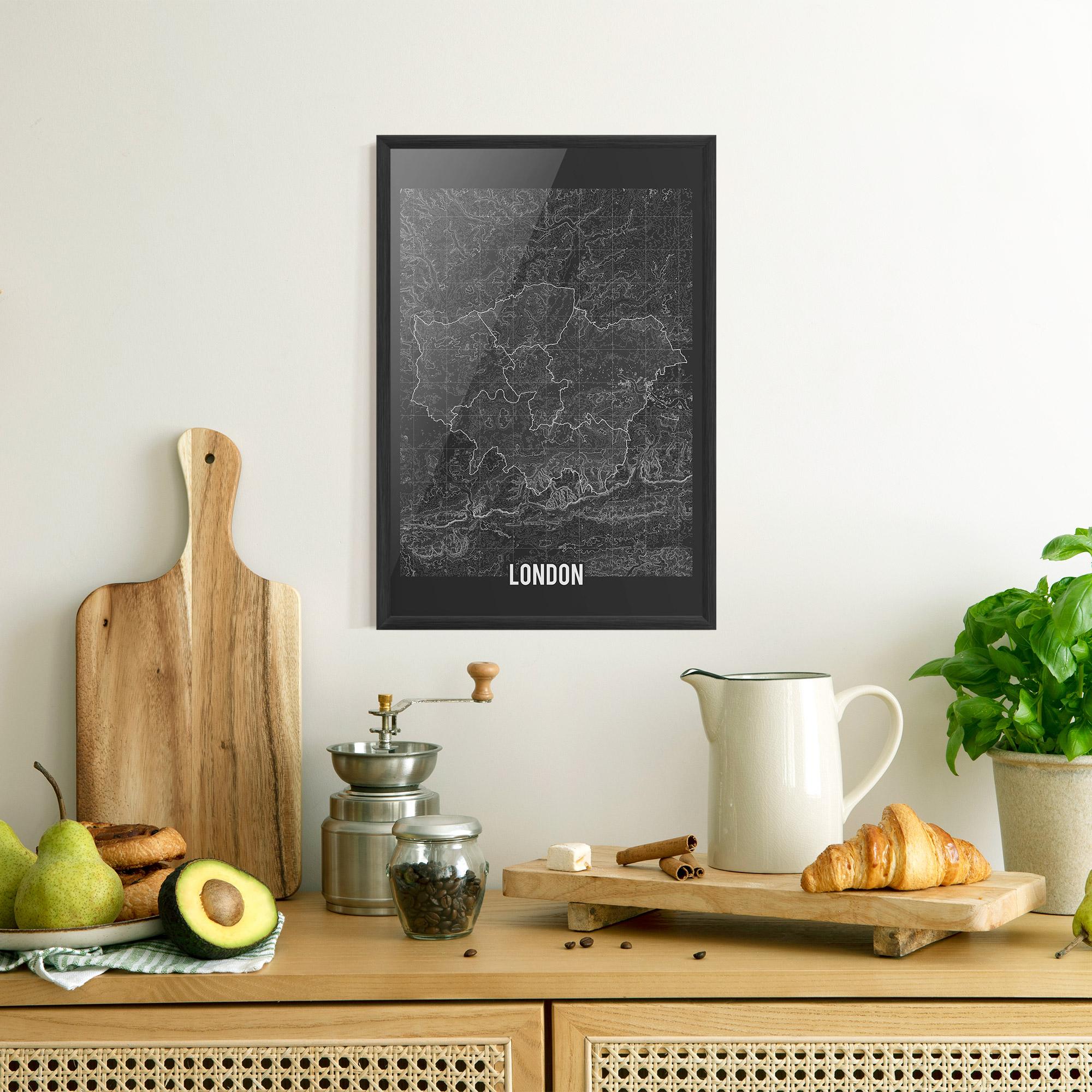 Plakat w Ramie London Grey Map mockup 8