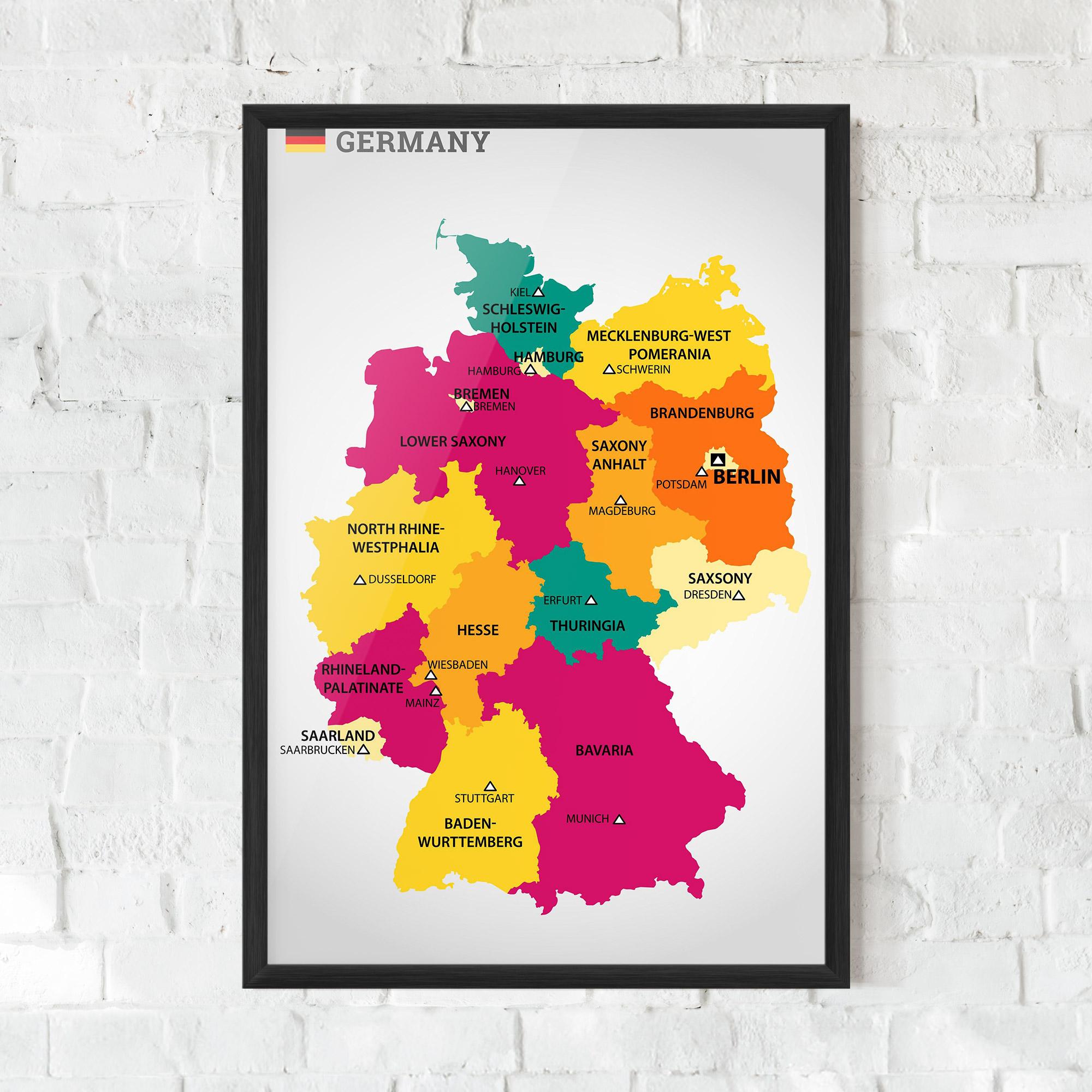 Plakat w Ramie Germany Color Map mockup 0