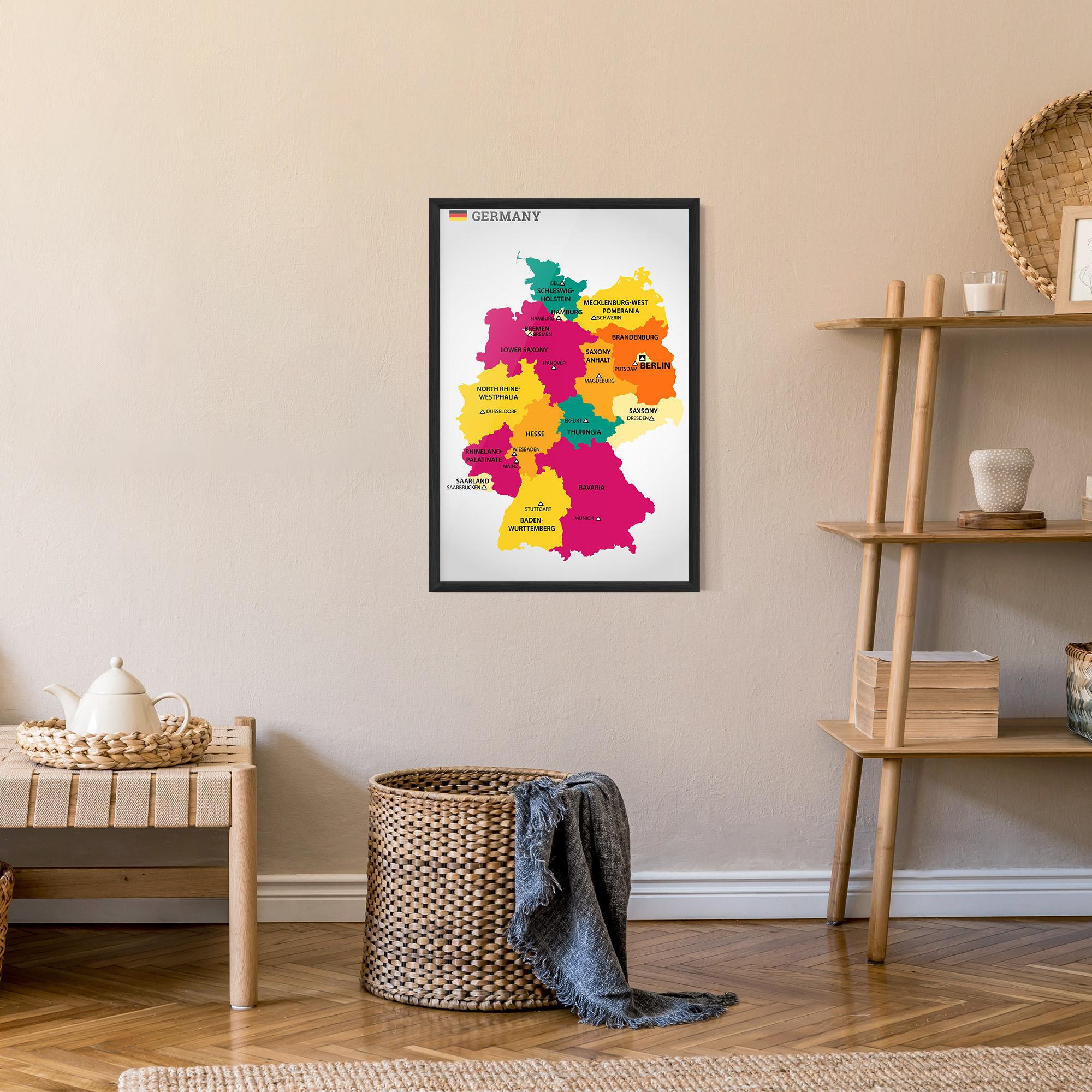 Plakat w Ramie Germany Color Map mockup 9