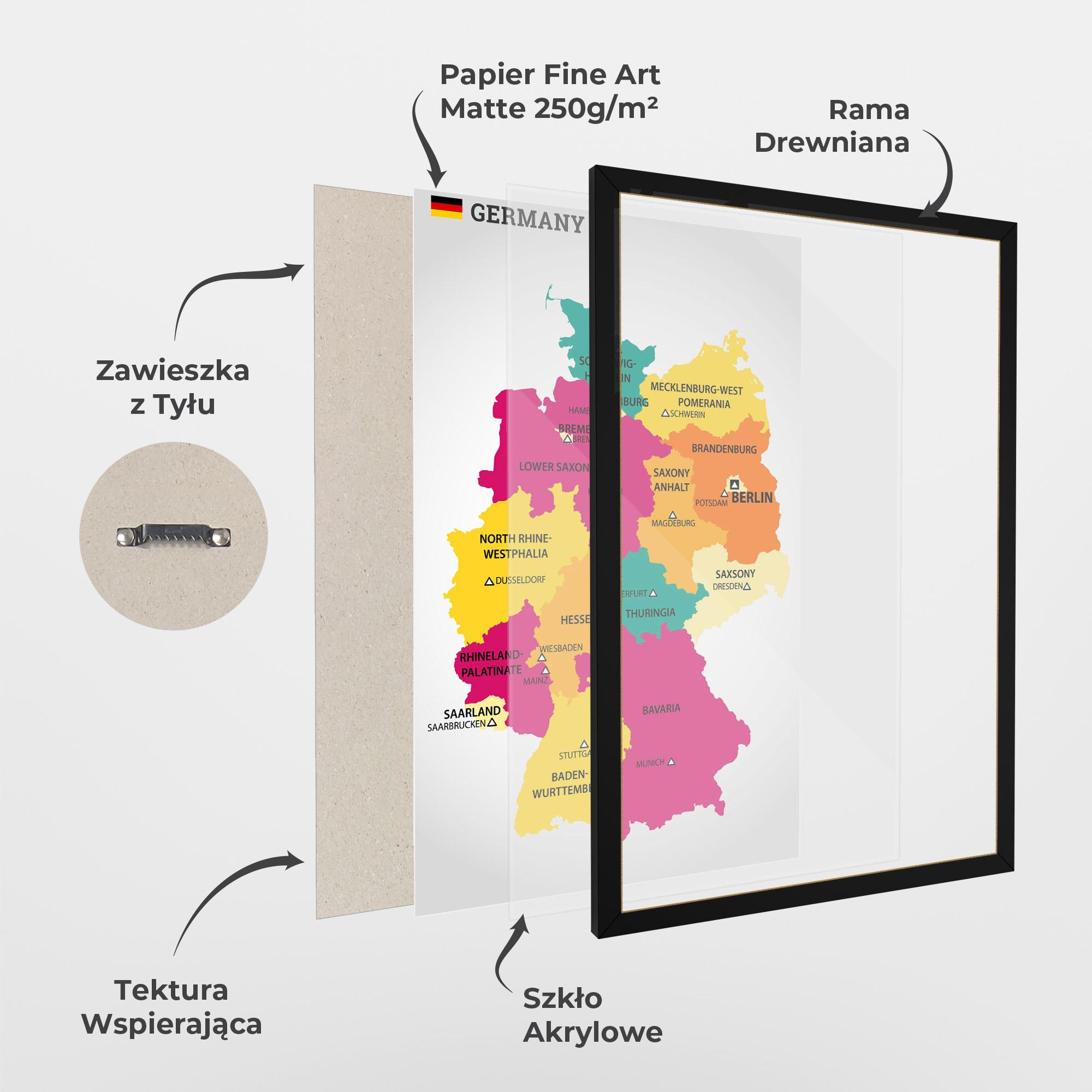 Plakat w Ramie Germany Color Map mockup 1