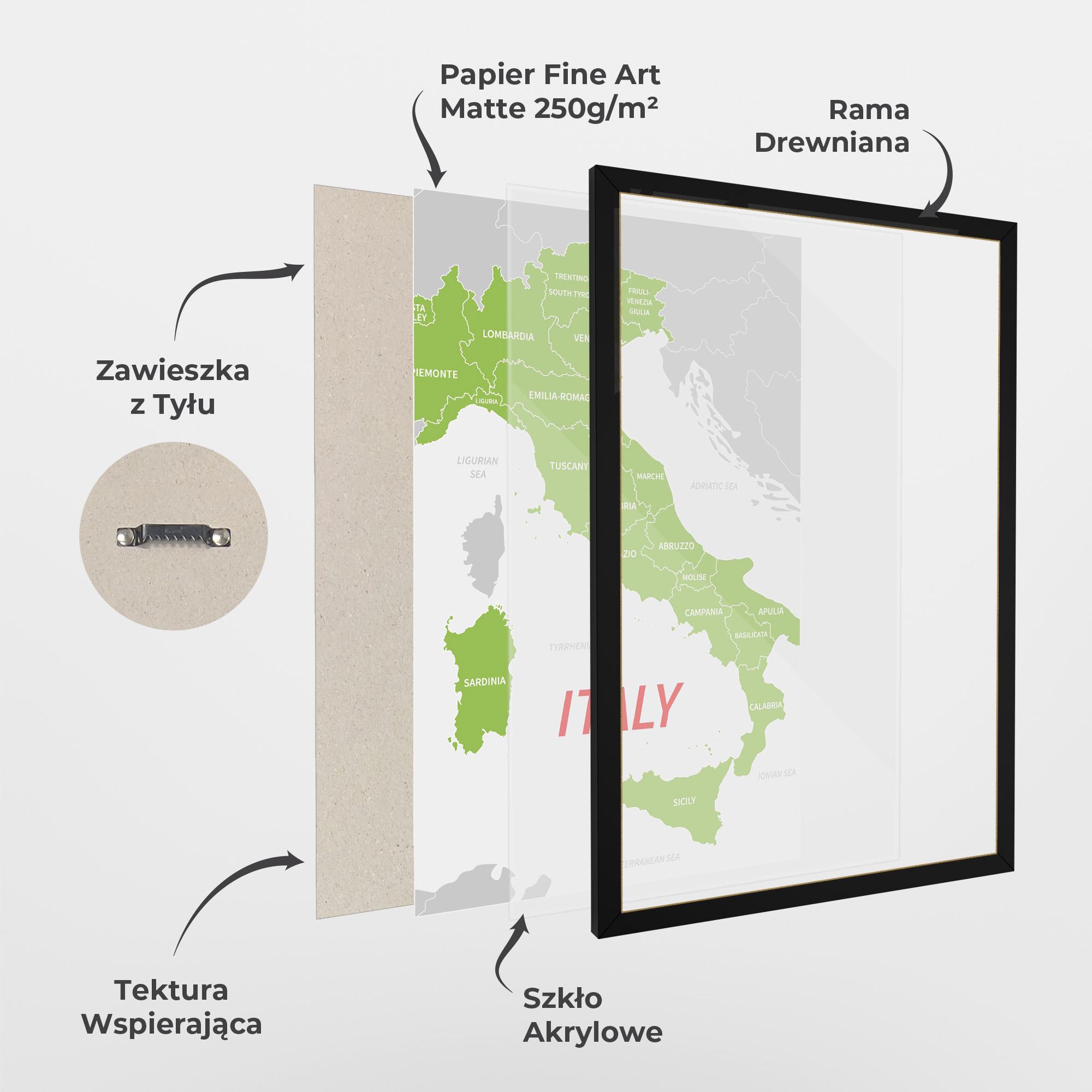 Plakat w Ramie Italy Green Map mockup 1