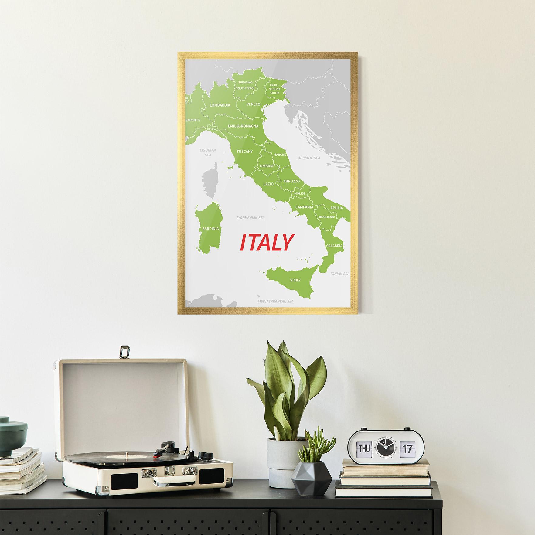 Plakat w Ramie Italy Green Map mockup 2