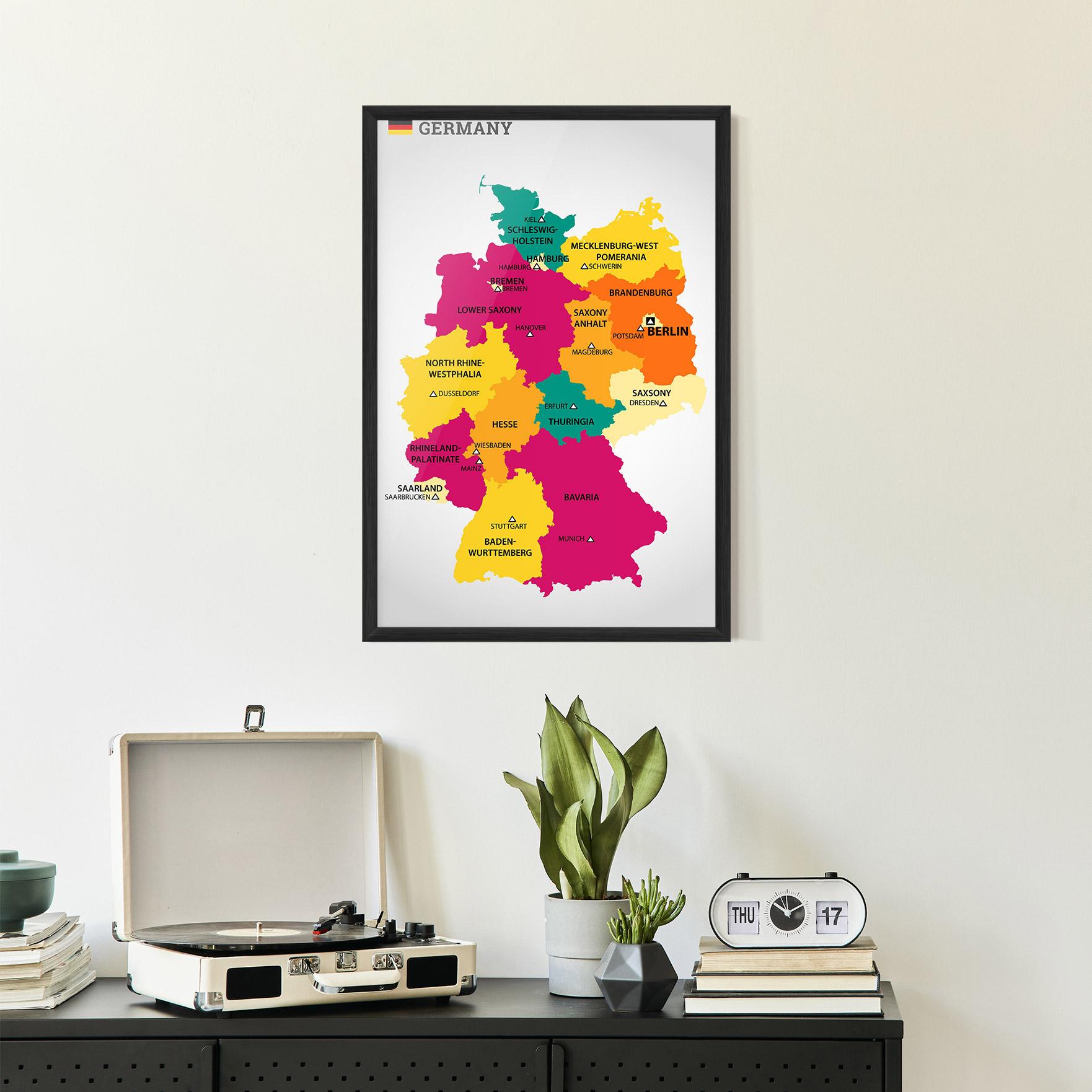 Plakat w Ramie Germany Color Map mockup 2