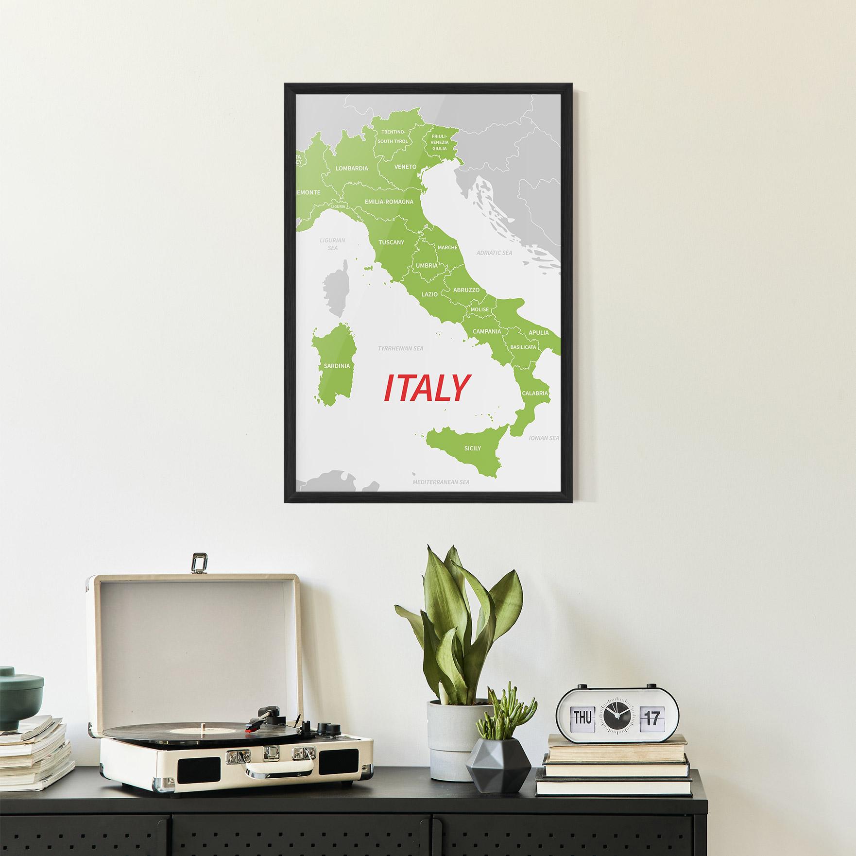 Plakat w Ramie Italy Green Map mockup 2