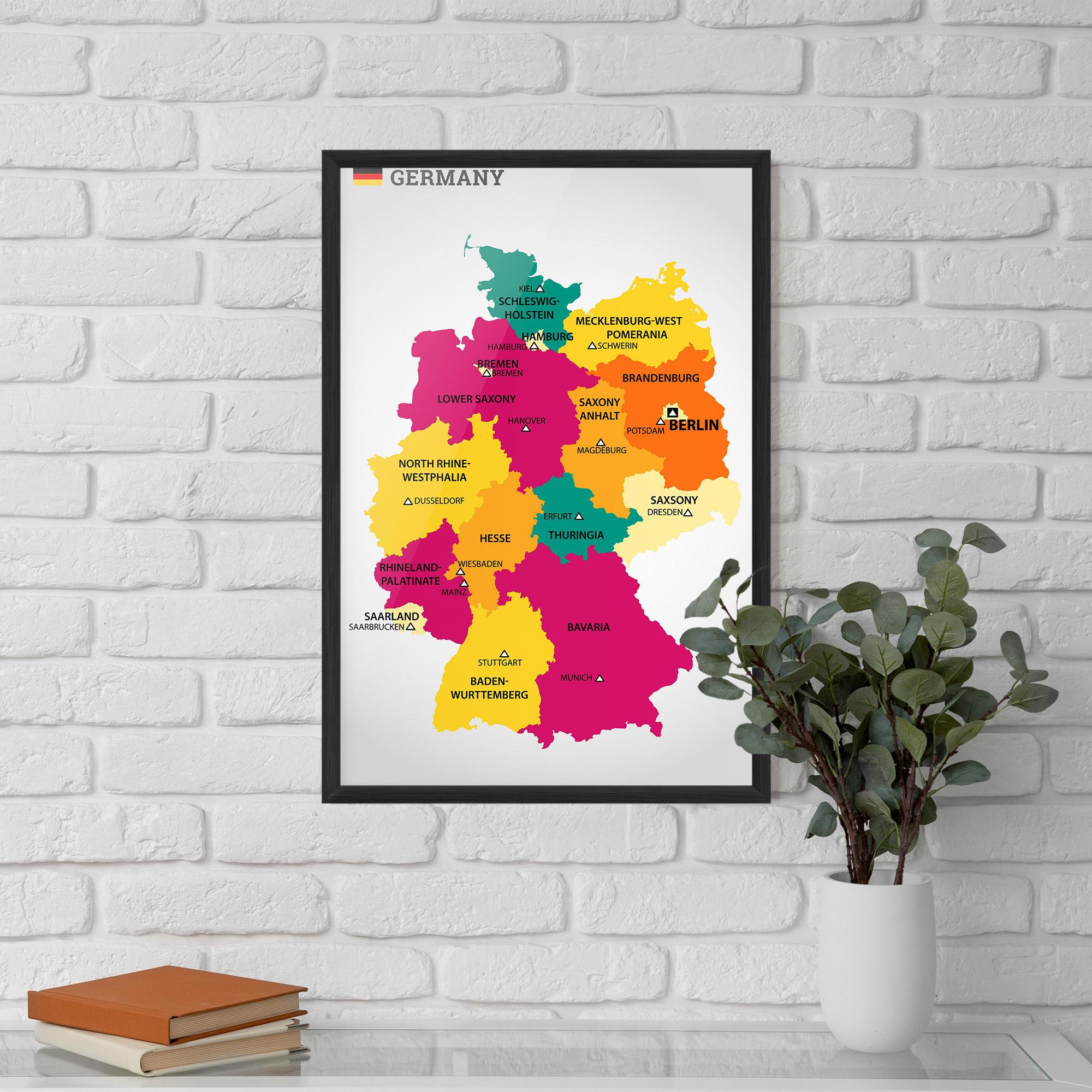 Plakat w Ramie Germany Color Map mockup 5