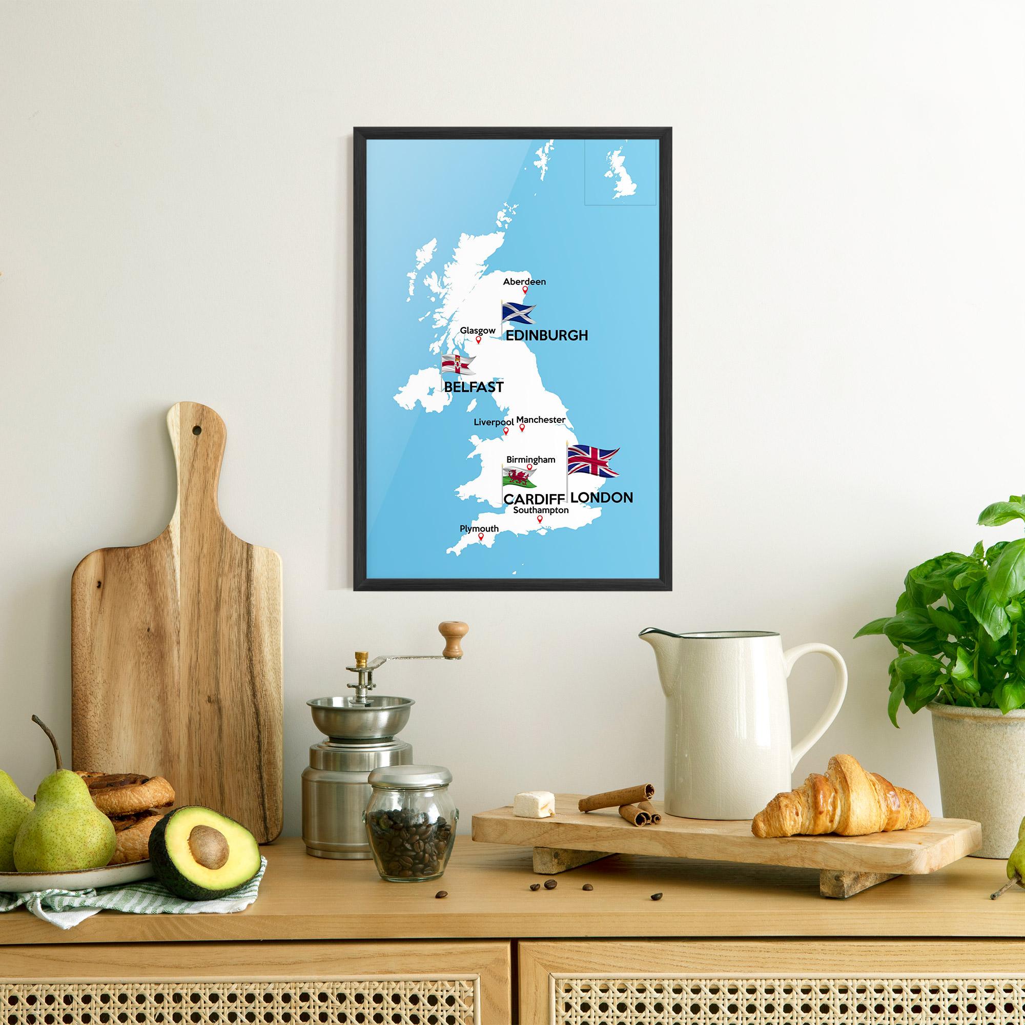Plakat w Ramie England Map mockup 8