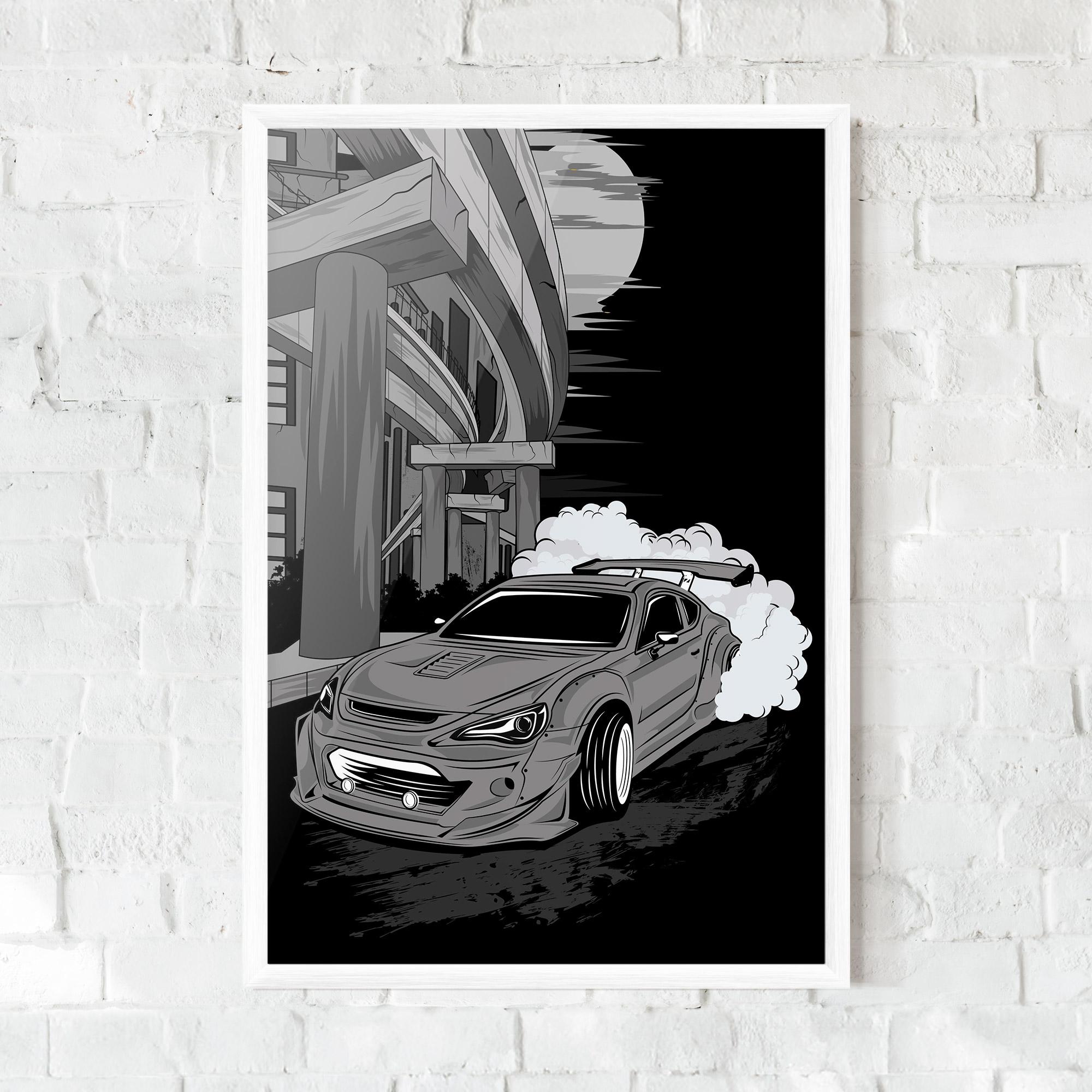 Plakat w Ramie Grey Cool Car mockup 0