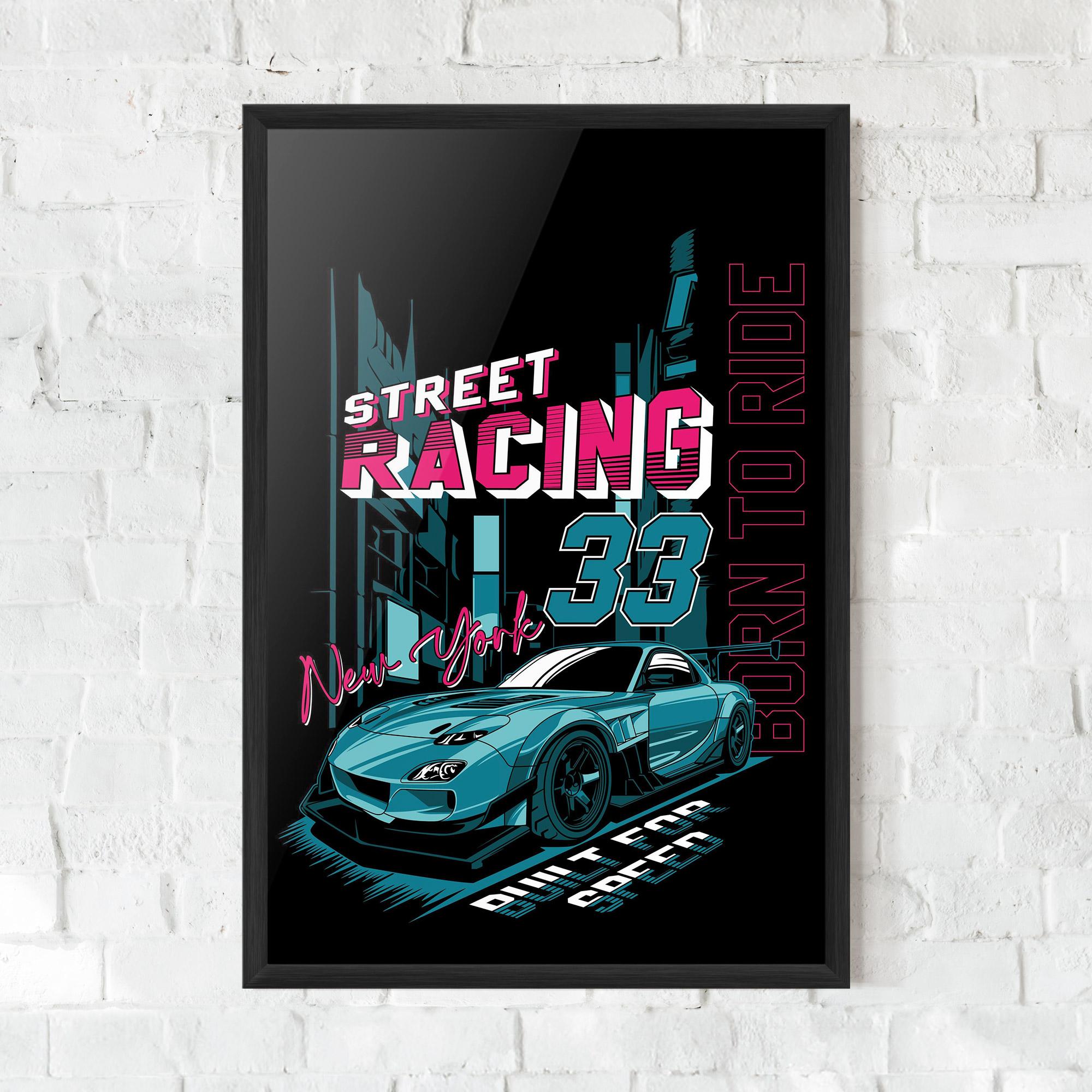 Plakat w Ramie Blue Born To Ride mockup 0
