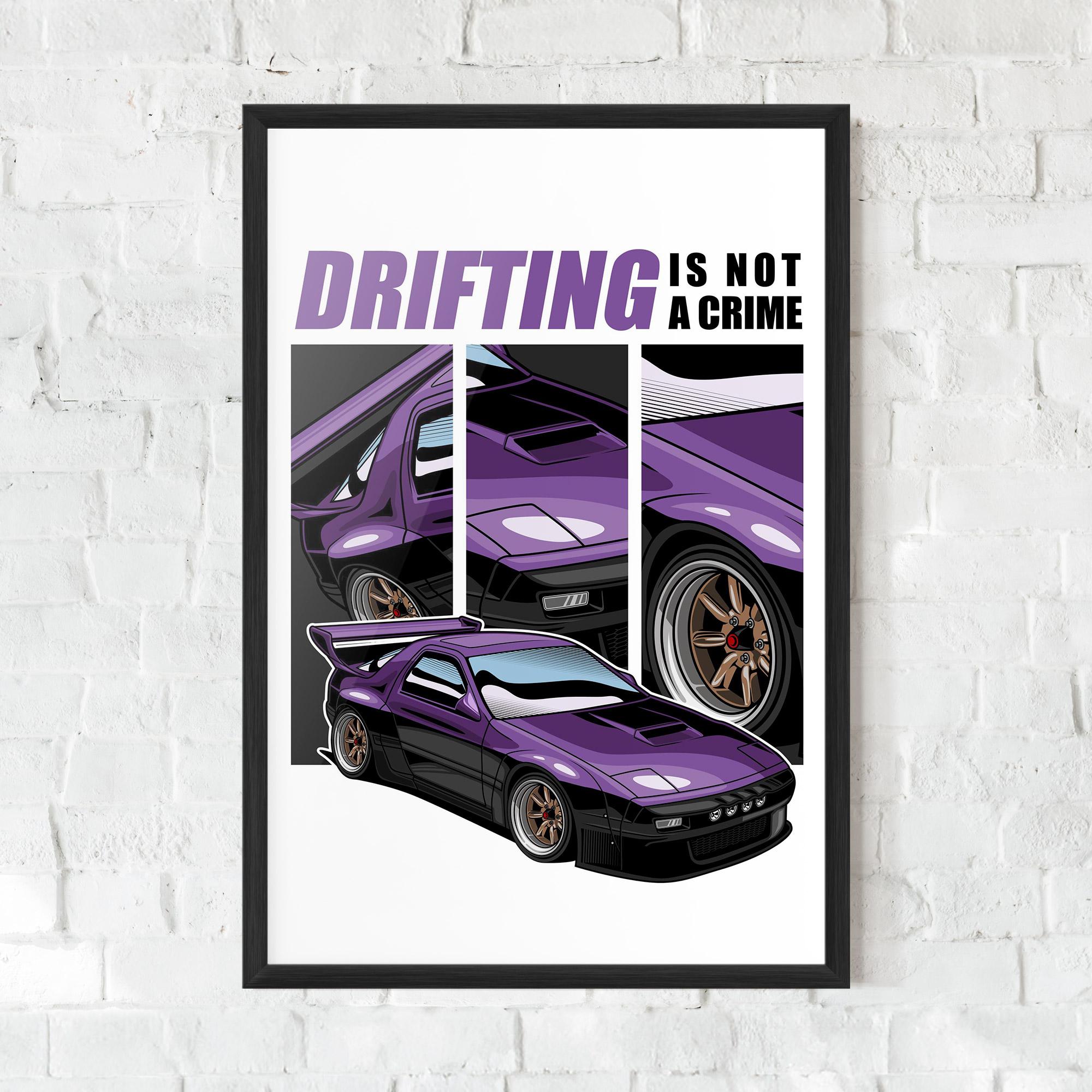 Plakat w Ramie Drift Purple Car mockup 0