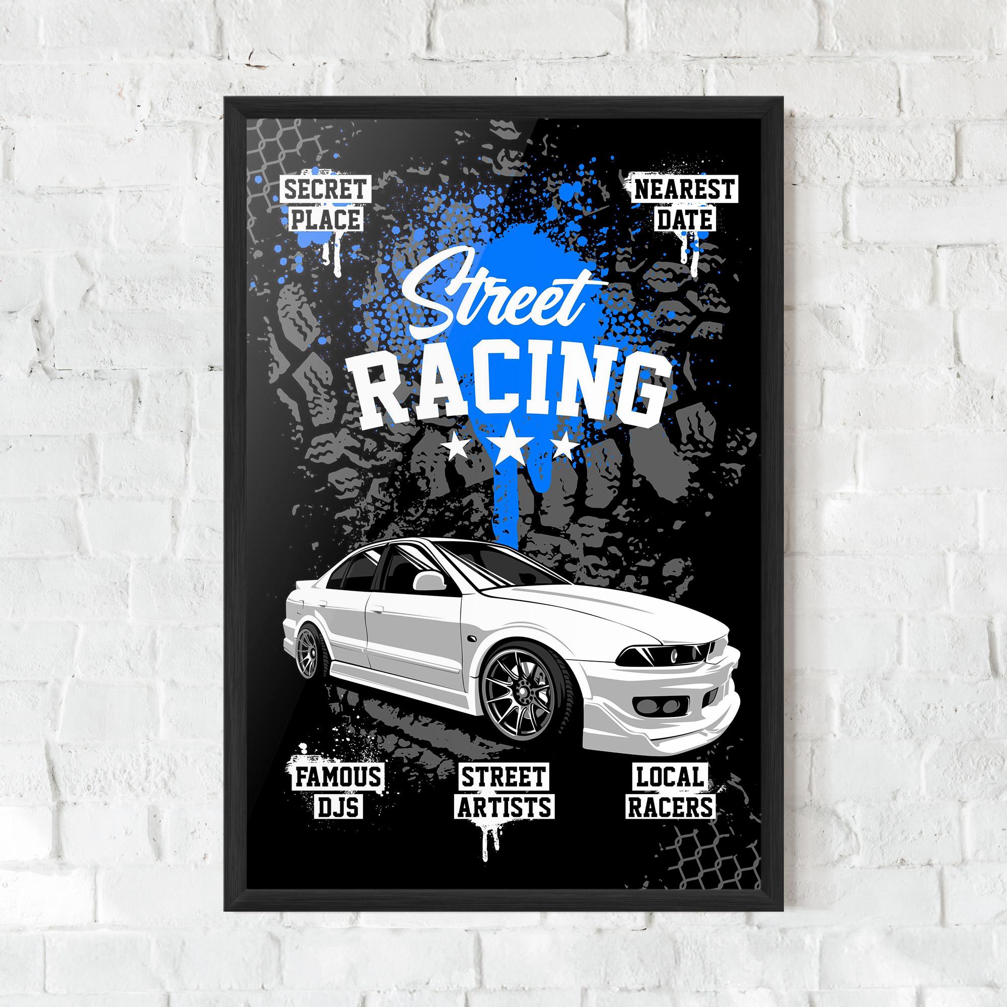 Plakat w Ramie Street Racing Art mockup 0