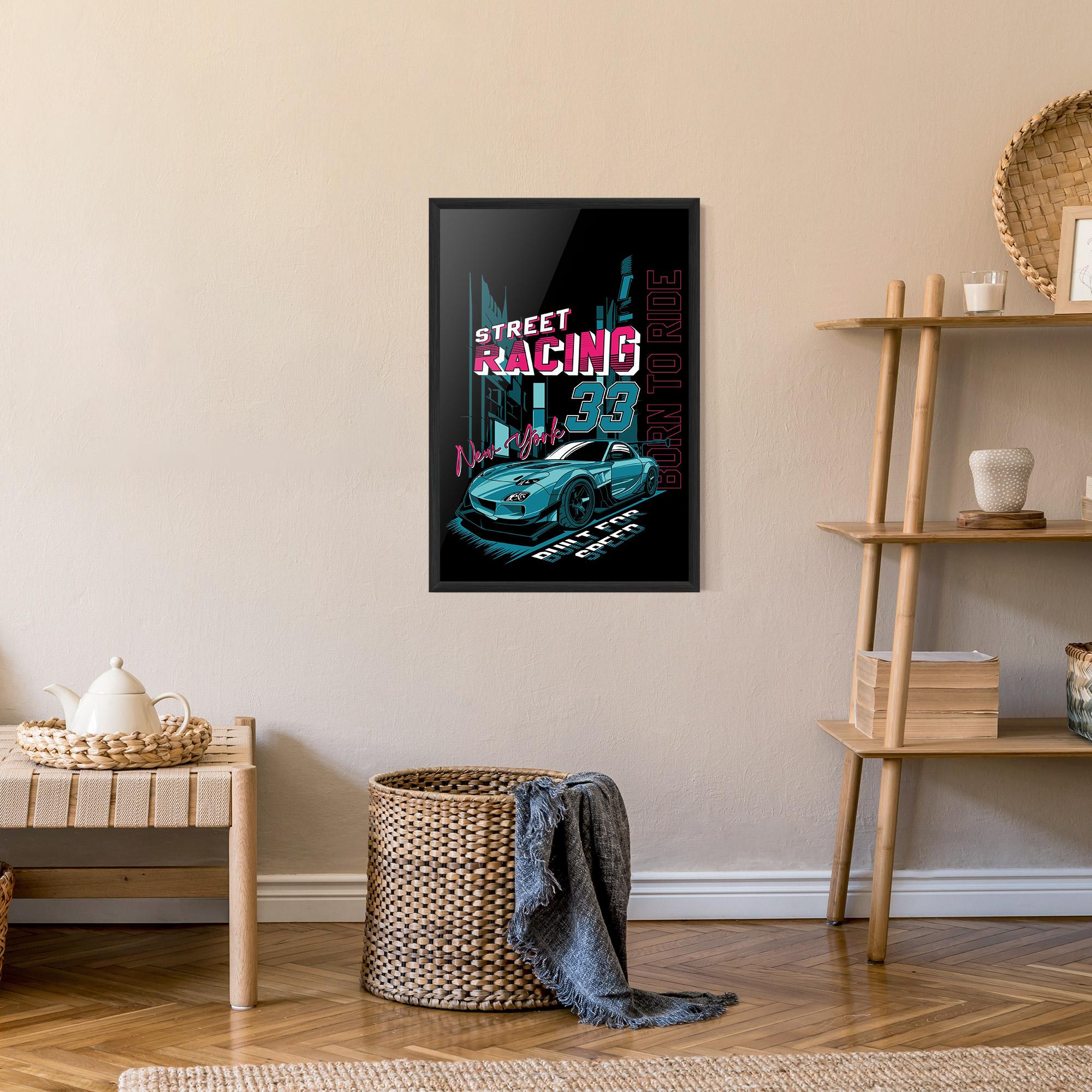 Plakat w Ramie Blue Born To Ride mockup 9