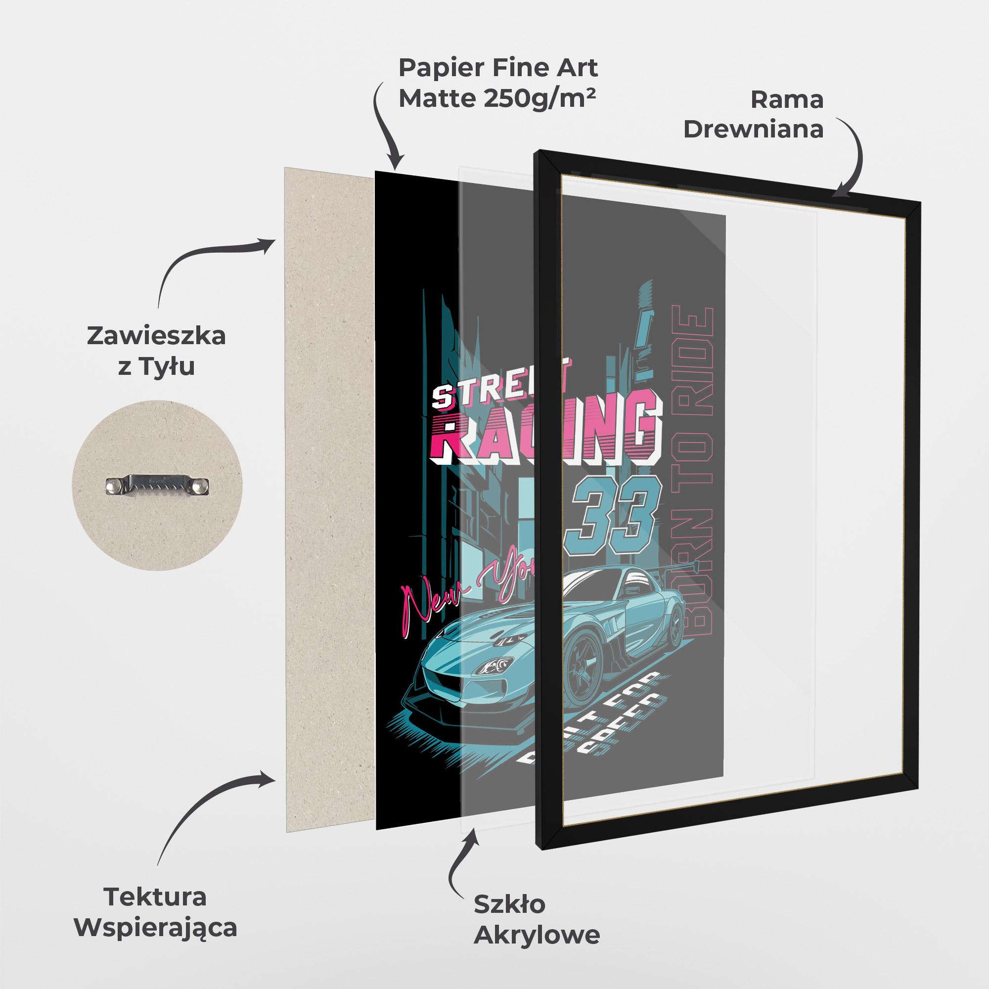 Plakat w Ramie Blue Born To Ride mockup 1