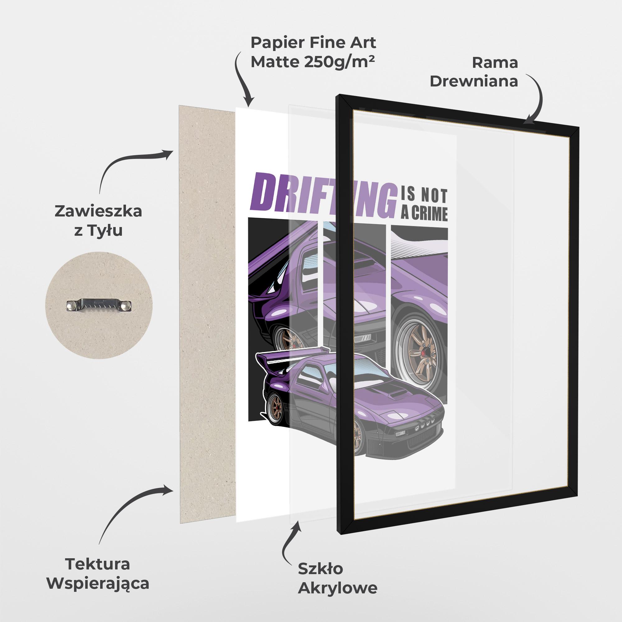 Plakat w Ramie Drift Purple Car mockup 1
