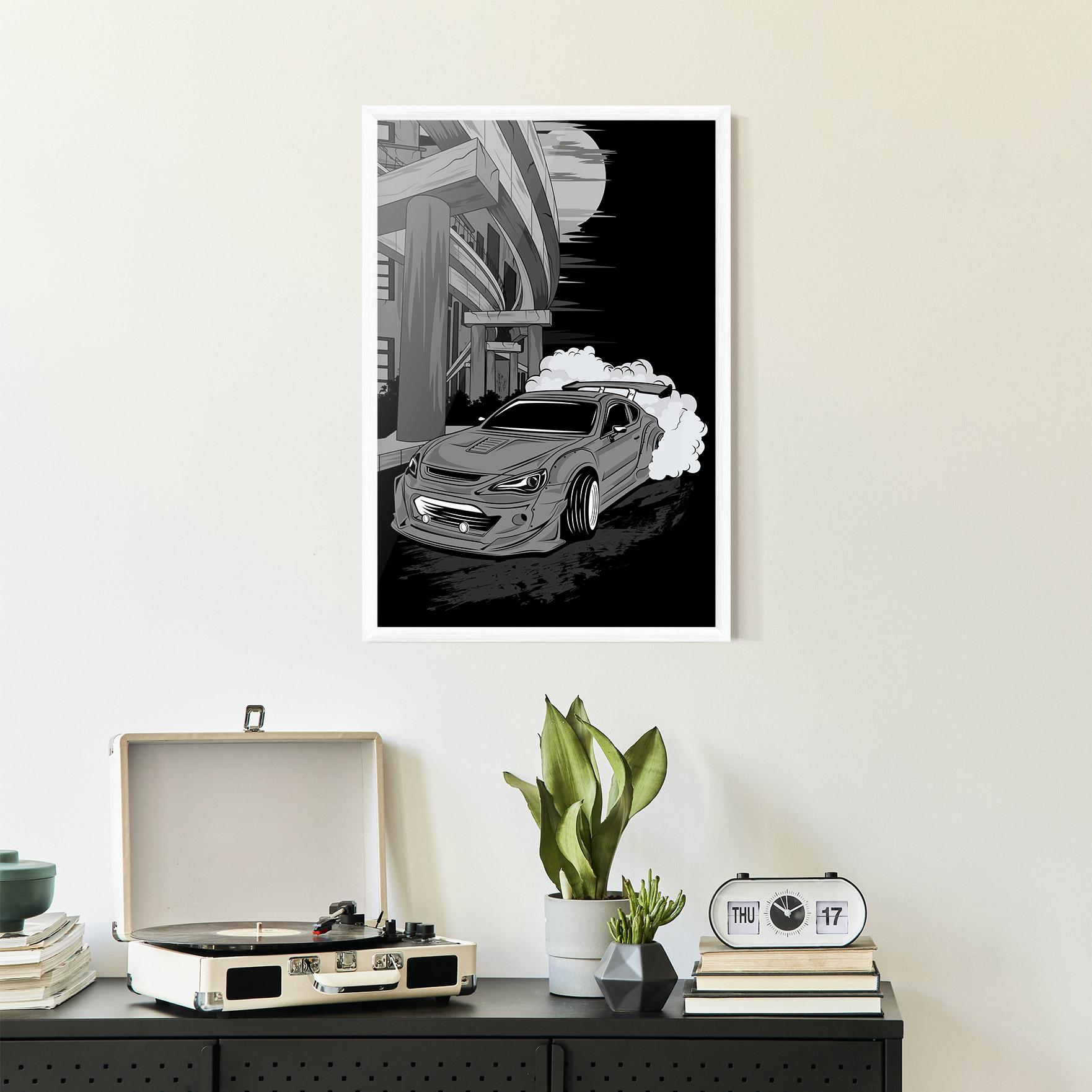 Plakat w Ramie Grey Cool Car mockup 2