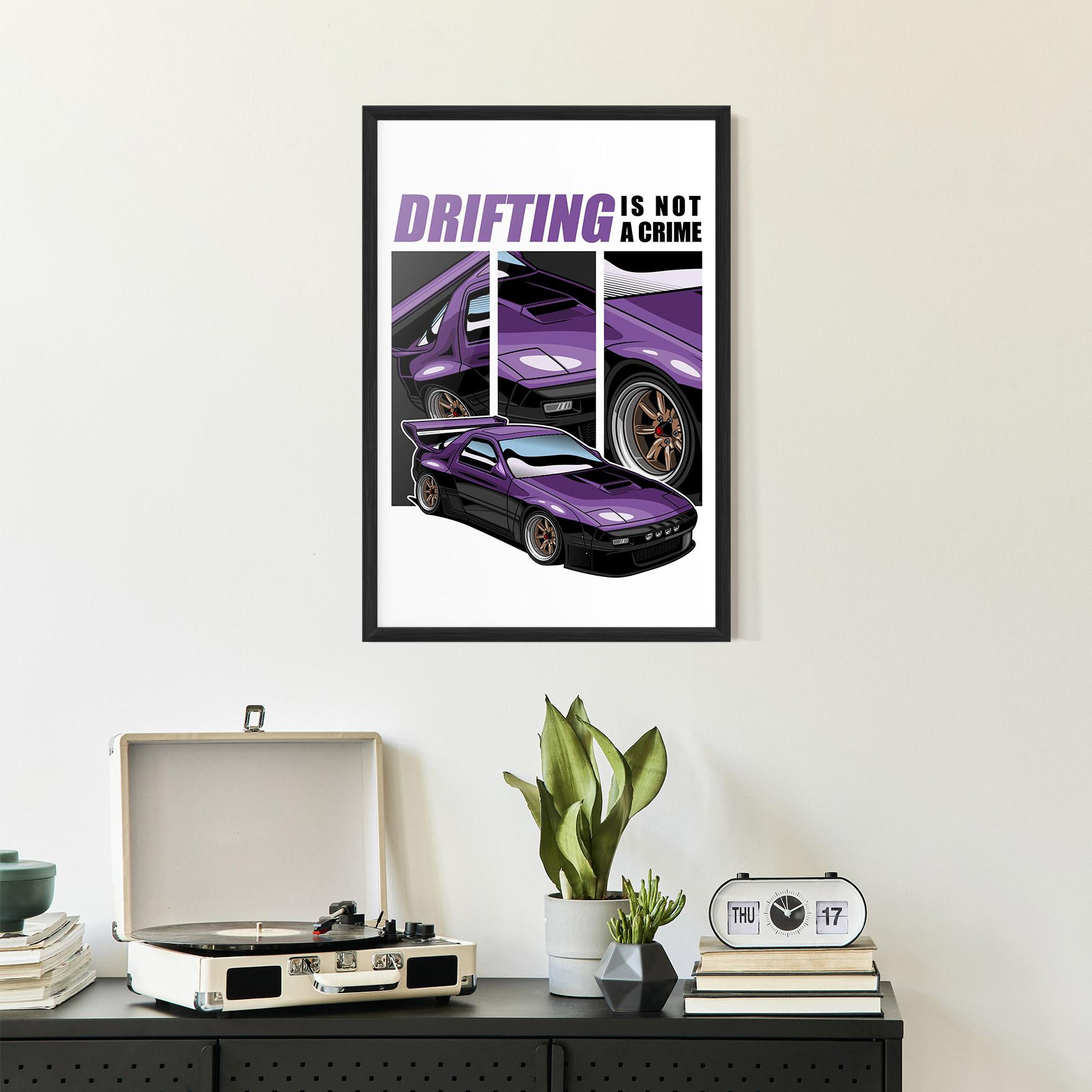 Plakat w Ramie Drift Purple Car mockup 2